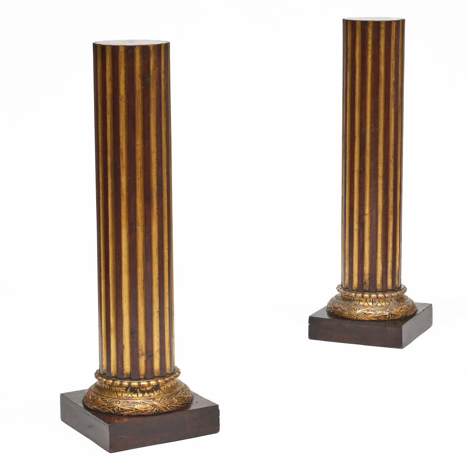 Pair of Neoclassical Style Mahogany and Parcel-Gilt Columnar Pedestals (1 of 7)