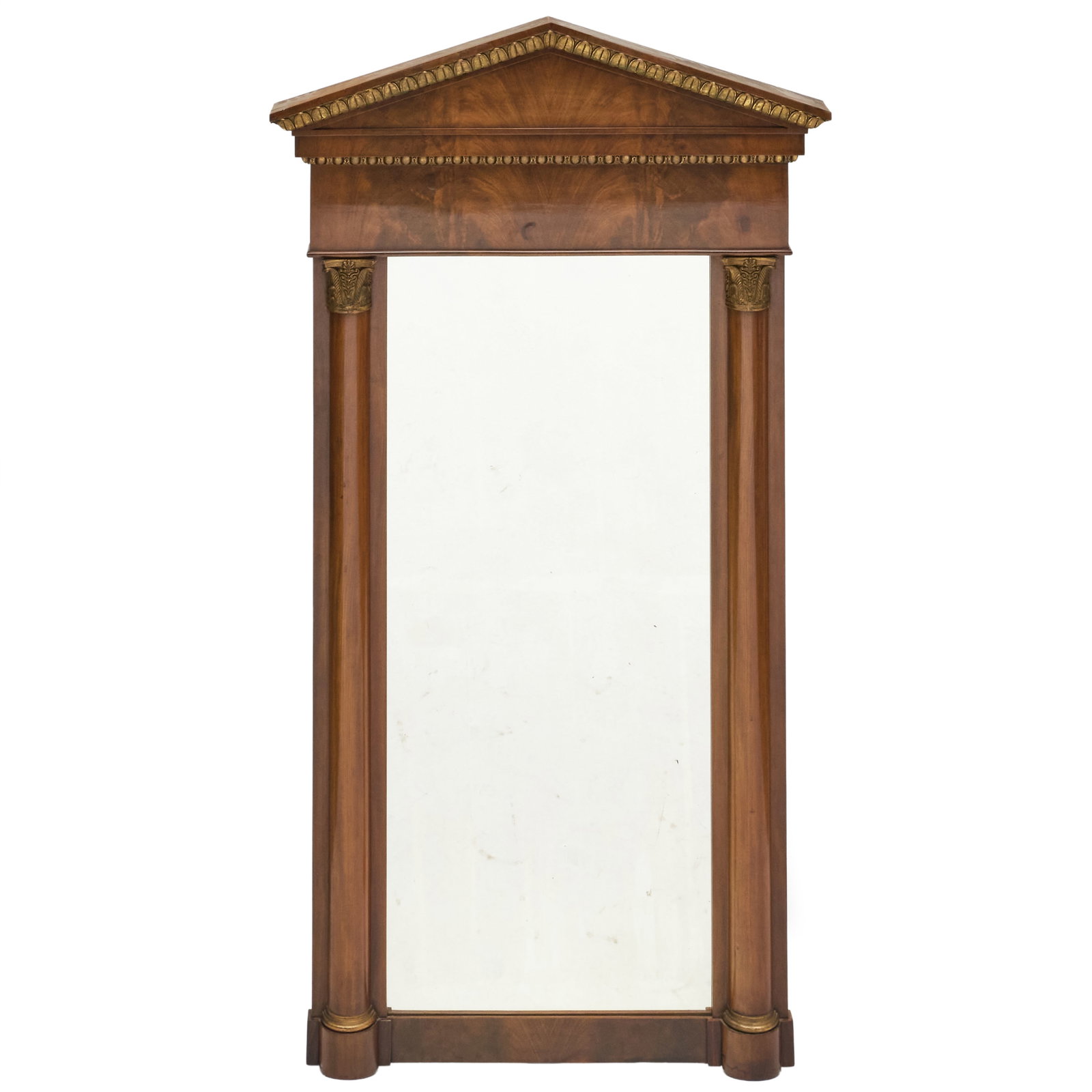 Continental Neoclassical Mahogany and Parcel-Gilt Pier Mirror, Probably German (1 of 2)