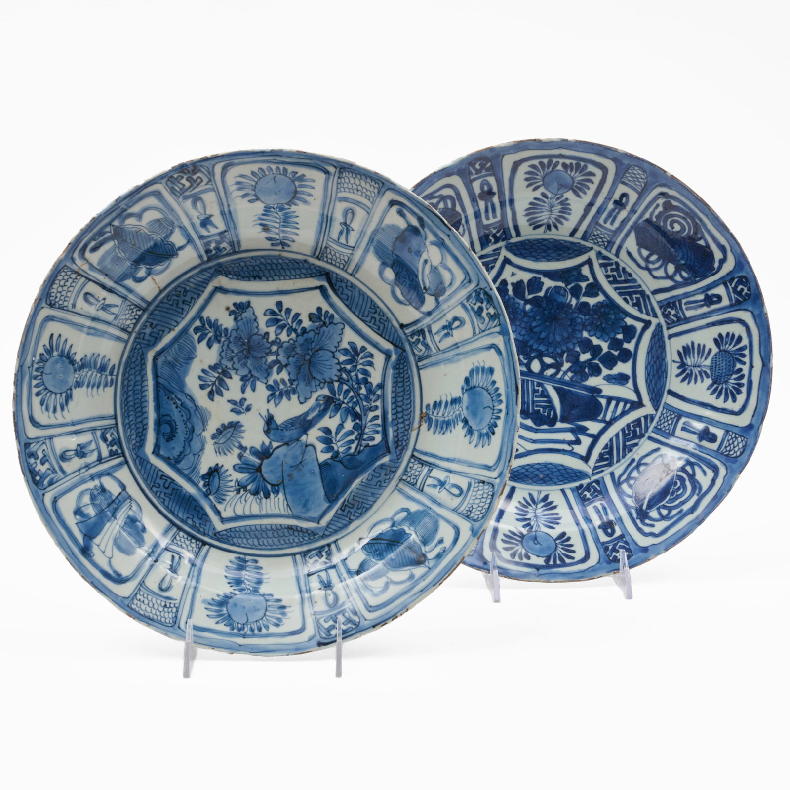 Two Chinese Blue and White 'Kraak' Porcelain Chargers (1 of 4)