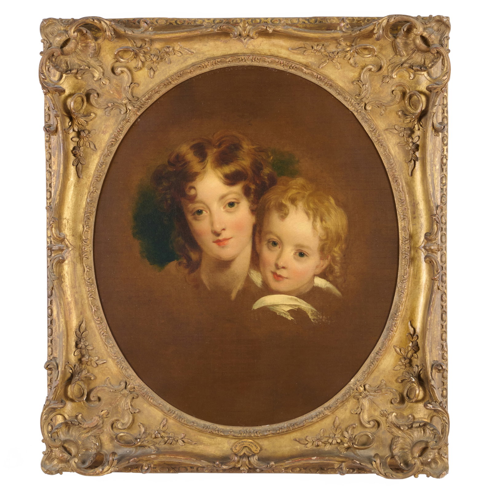 Attributed to Thomas Lawrence (1769-1830): Portrait Sketch of Two Children: Attributed to Thomas Lawrence (1769-1830): Portrait Sketch of Two Children Oil on canvas, unsigned, lined. 30 x 25 in., 32 1/2 x 28 1/2 in. (frame).