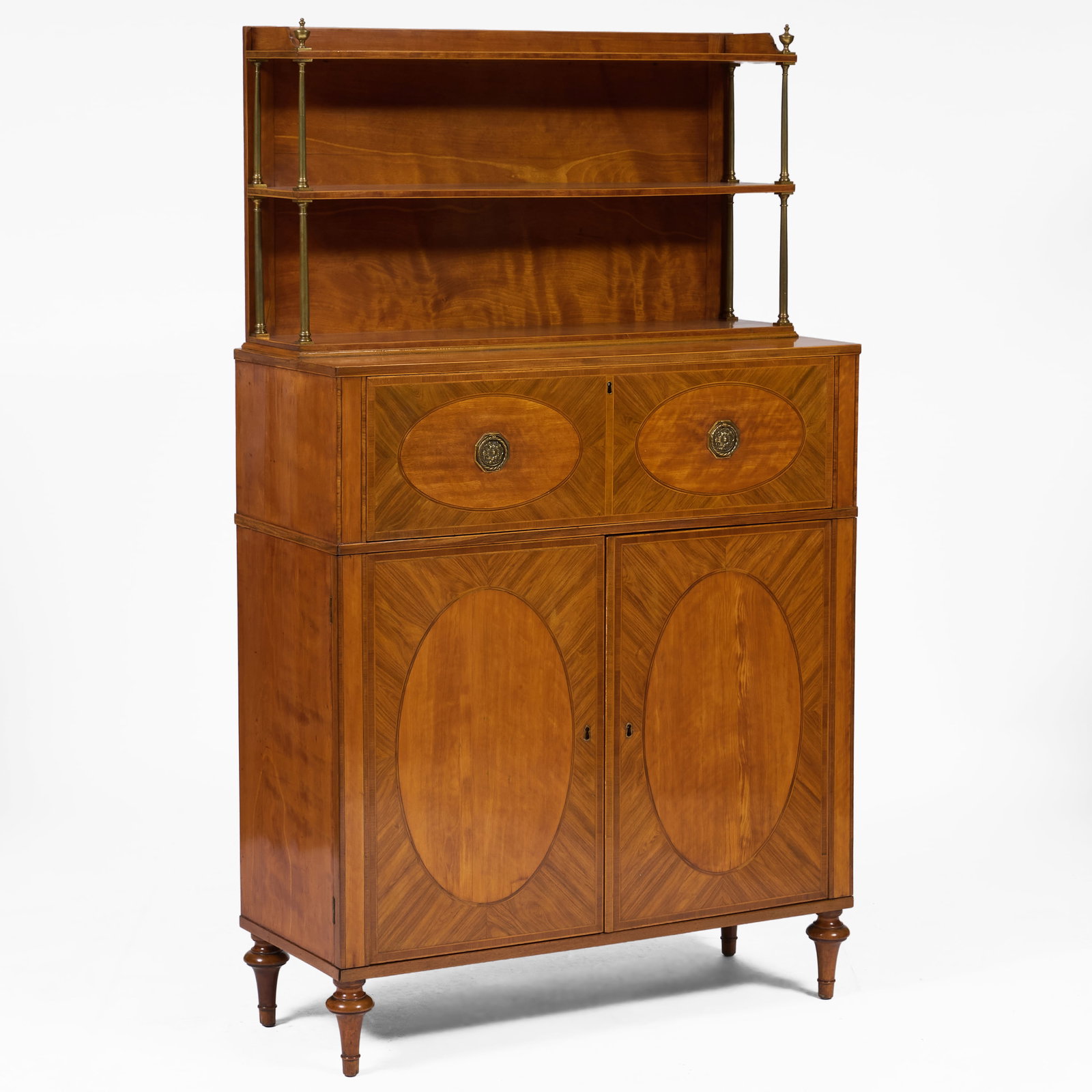Late George III Inlaid Tulipwood and Satinwood Secretary Side Cabinet (1 of 8)