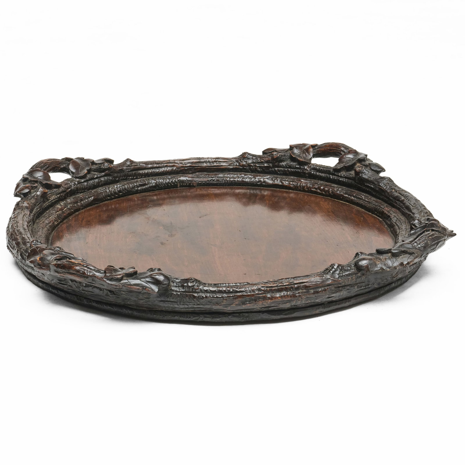 Continental Rustic Walnut Faux Bois Tray: Continental Rustic Walnut Faux Bois Tray 3 x 25 in. diam. C. M. Leonard, New Canaan, Connecticut, 2006 Property of a Private Connecticut Collector