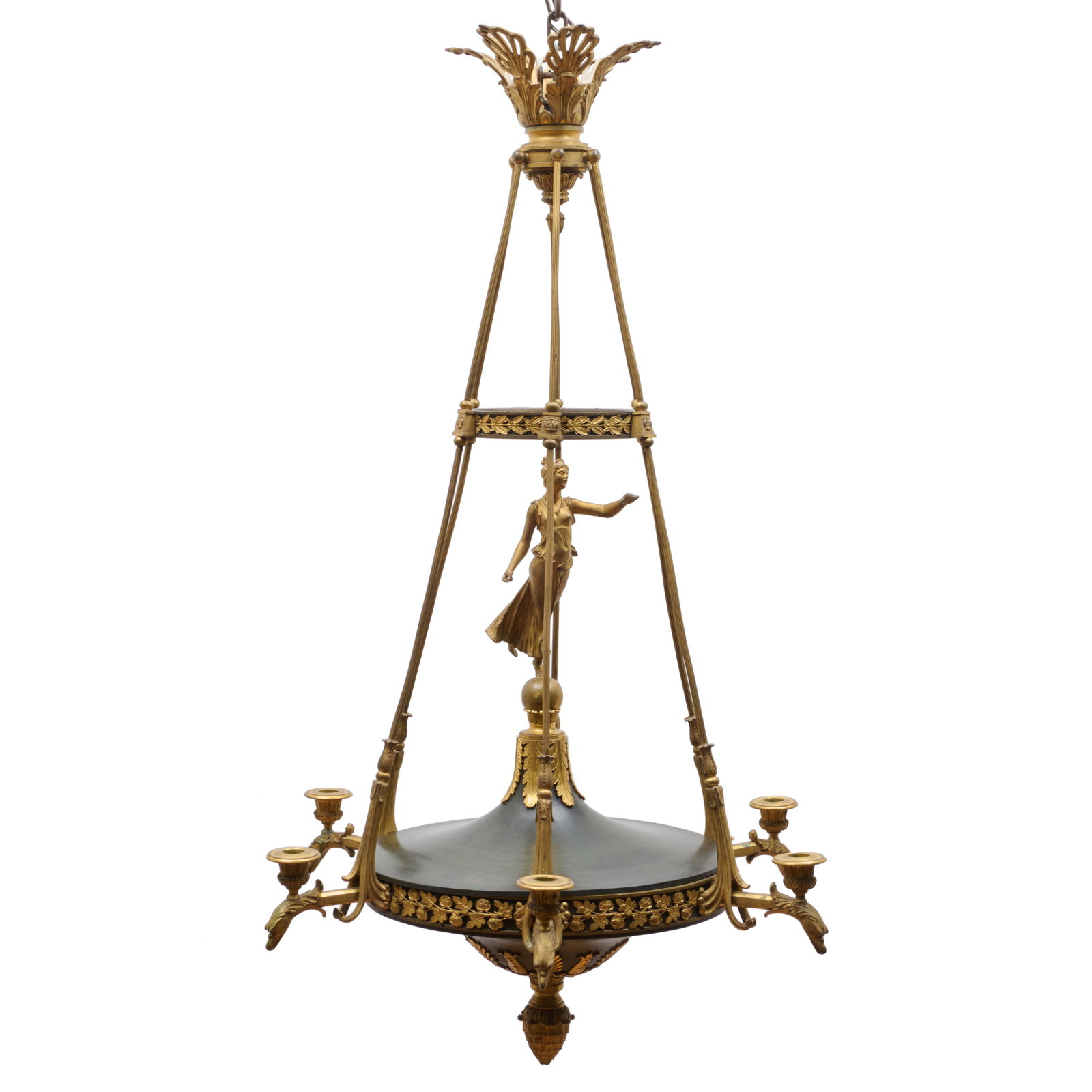 Empire Style Gilt and Patinated-Bronze Figural Six-Light Chandelier (1 of 10)