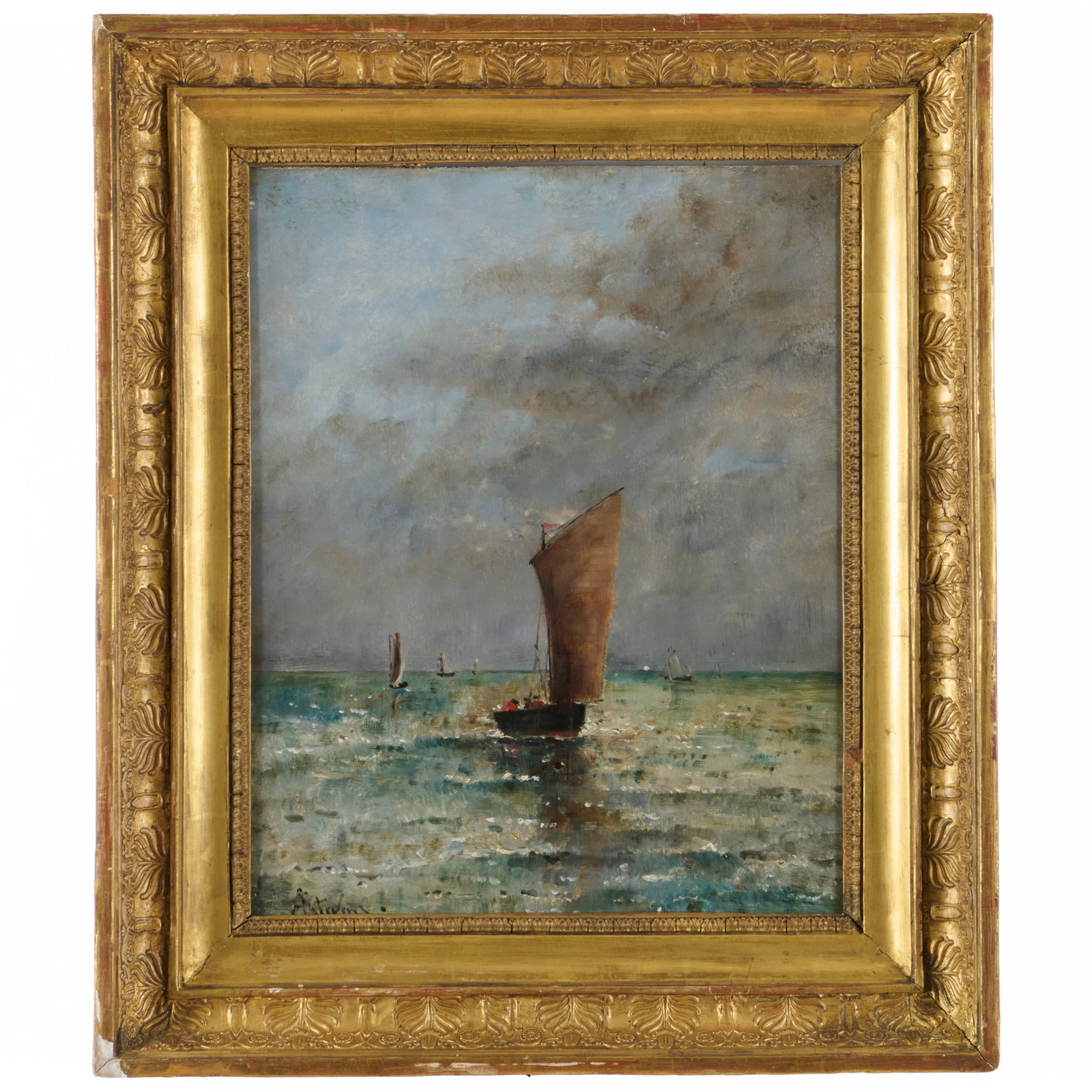 Alfred Emile Leopold Stevens (1823-1906): Sailboat at Sea (1 of 5)