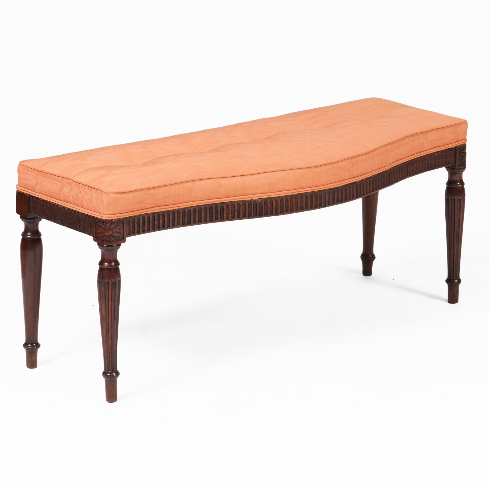 George III Mahogany and Tufted Upholstered Window Bench (1 of 7)