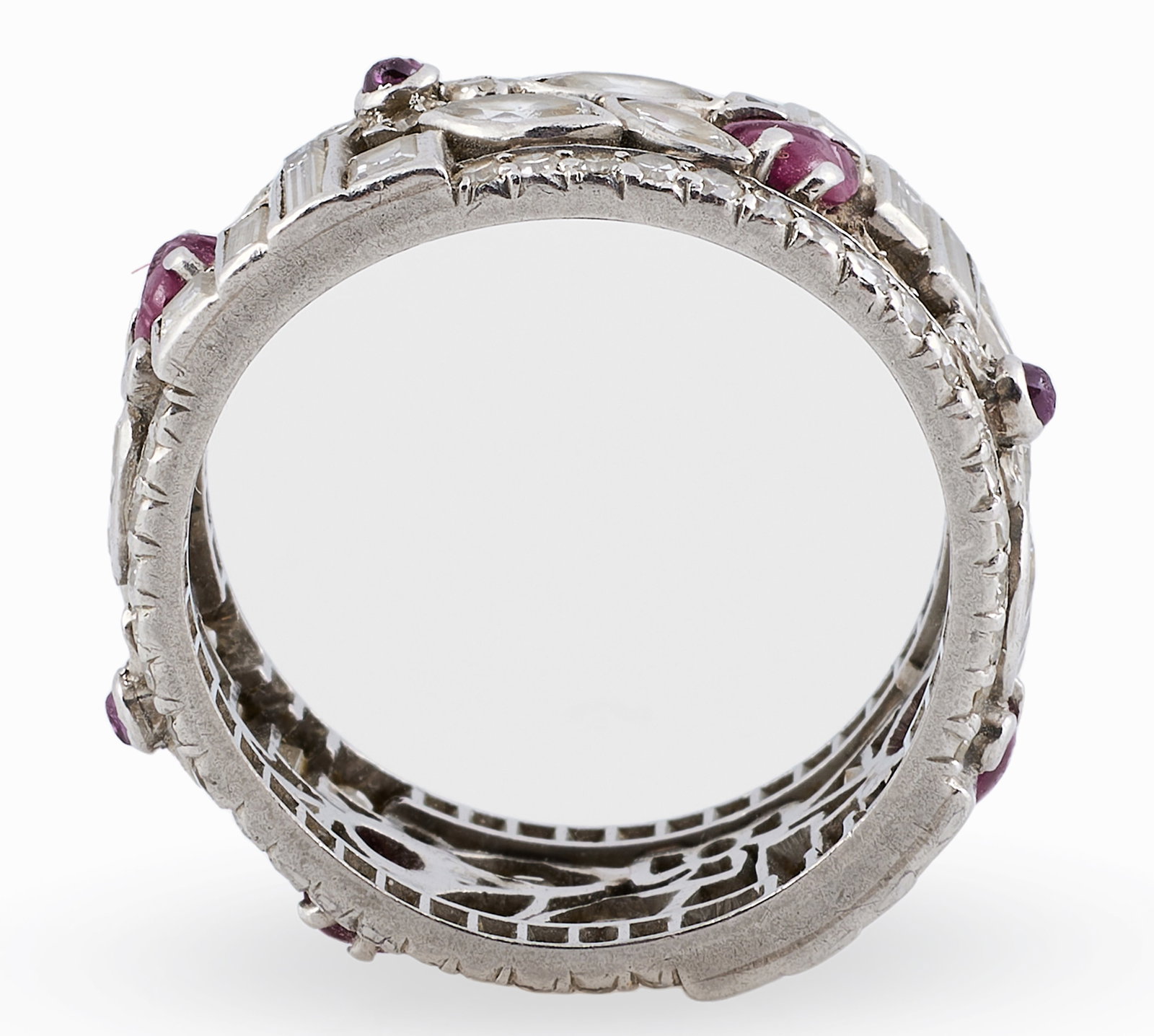 Art Deco Platinum, Ruby and Diamond Band Ring - 6