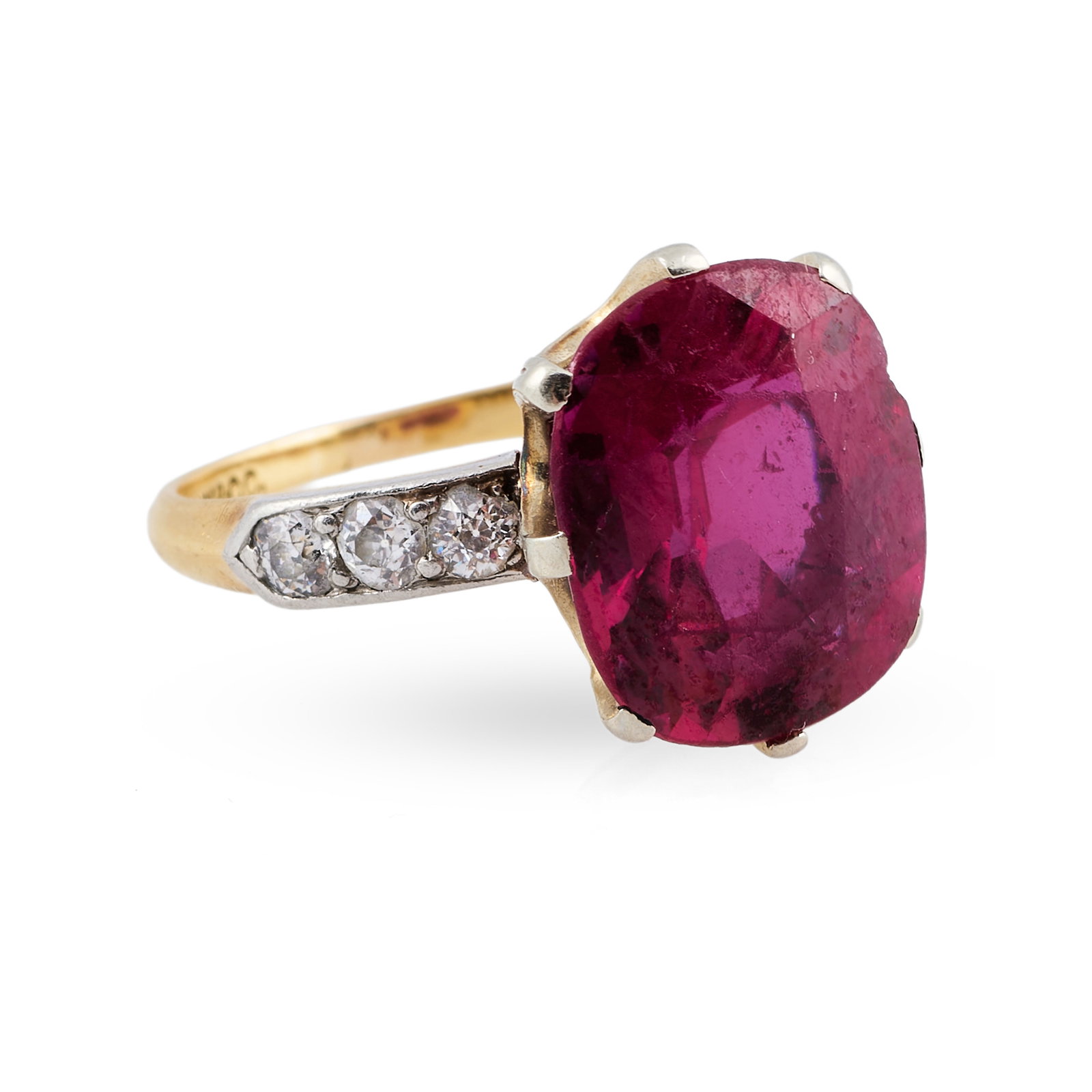 Tiffany & Co. Rubellite and Diamond Ring: Tiffany & Co. Rubellite and Diamond Ring Marked 'Tiffany & Co.'4 1/4, 2.1 dwts. Property of a Lady, Upper East Side, NYC.