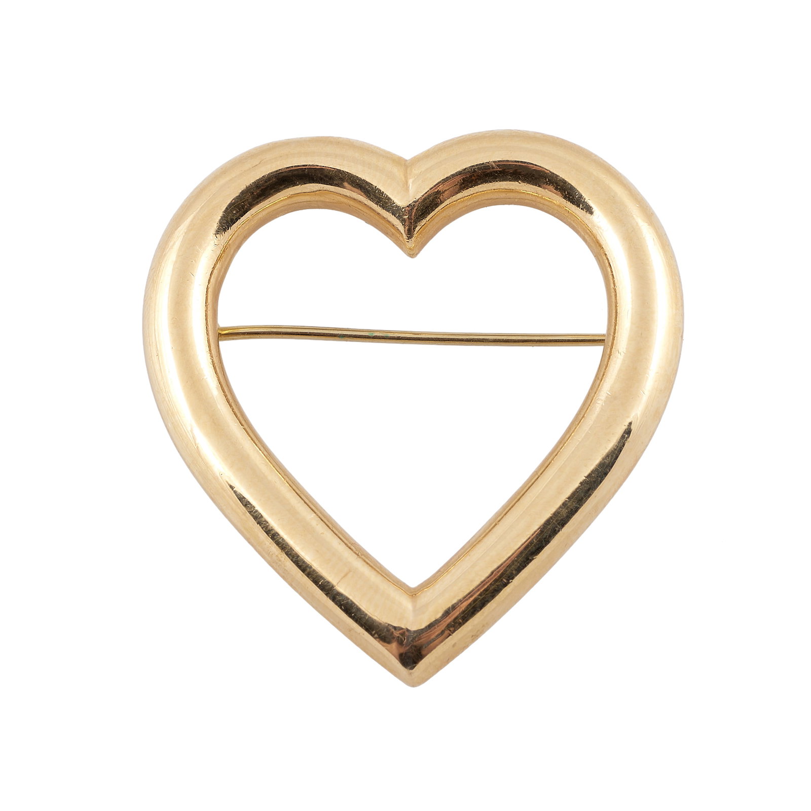 14k Gold Heart Brooch: 14k Gold Heart Brooch Unmarked.1 1/2 x 1 1/2 in., 3.9 dwts.