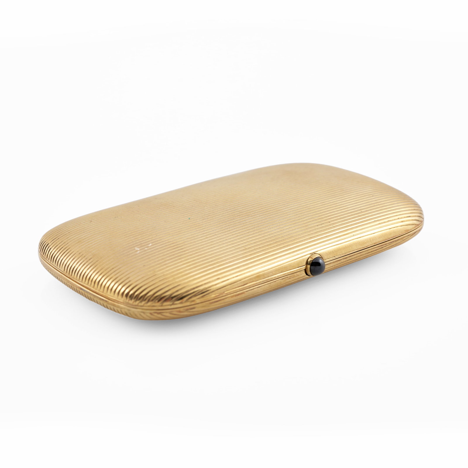 14k Textured Gold Cigarette Case with Emerald Cabochon (1 of 9)