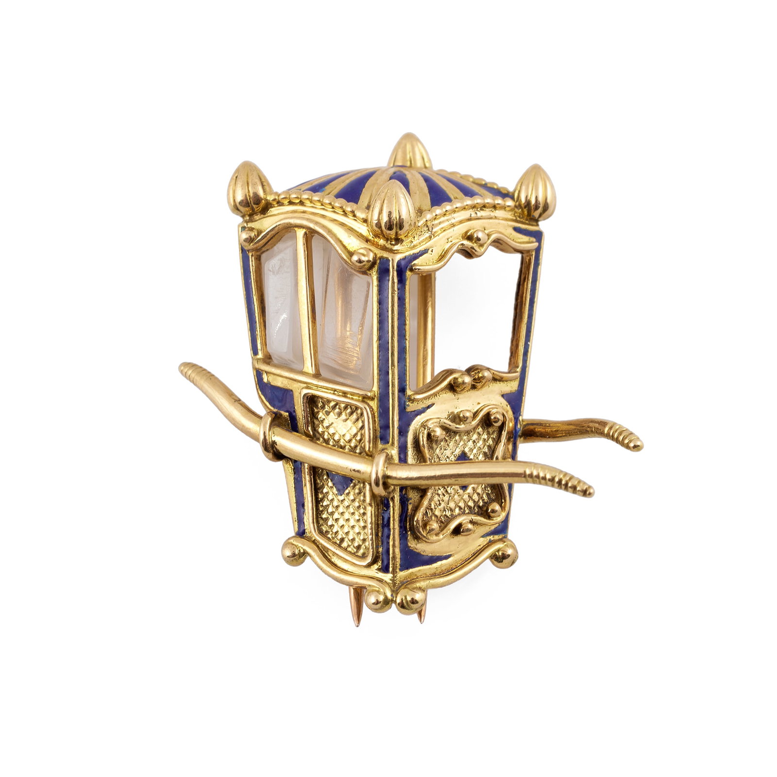 18k Gold and Enamel Sedan Chair Brooch (1 of 4)