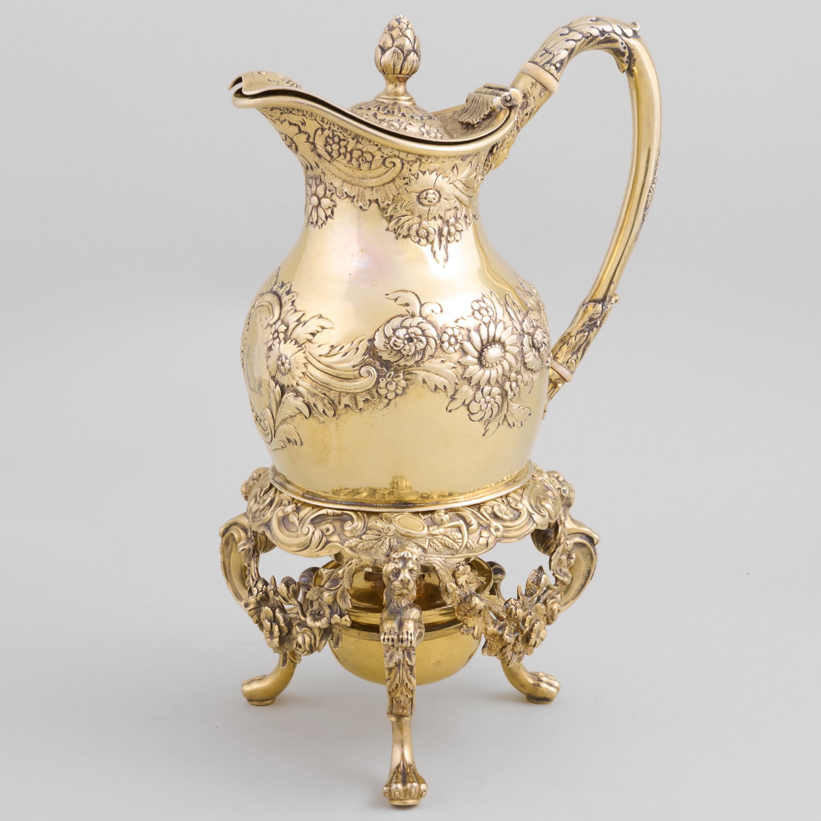George III Silver-Gilt Hot Water Jug on Stand (1 of 16)