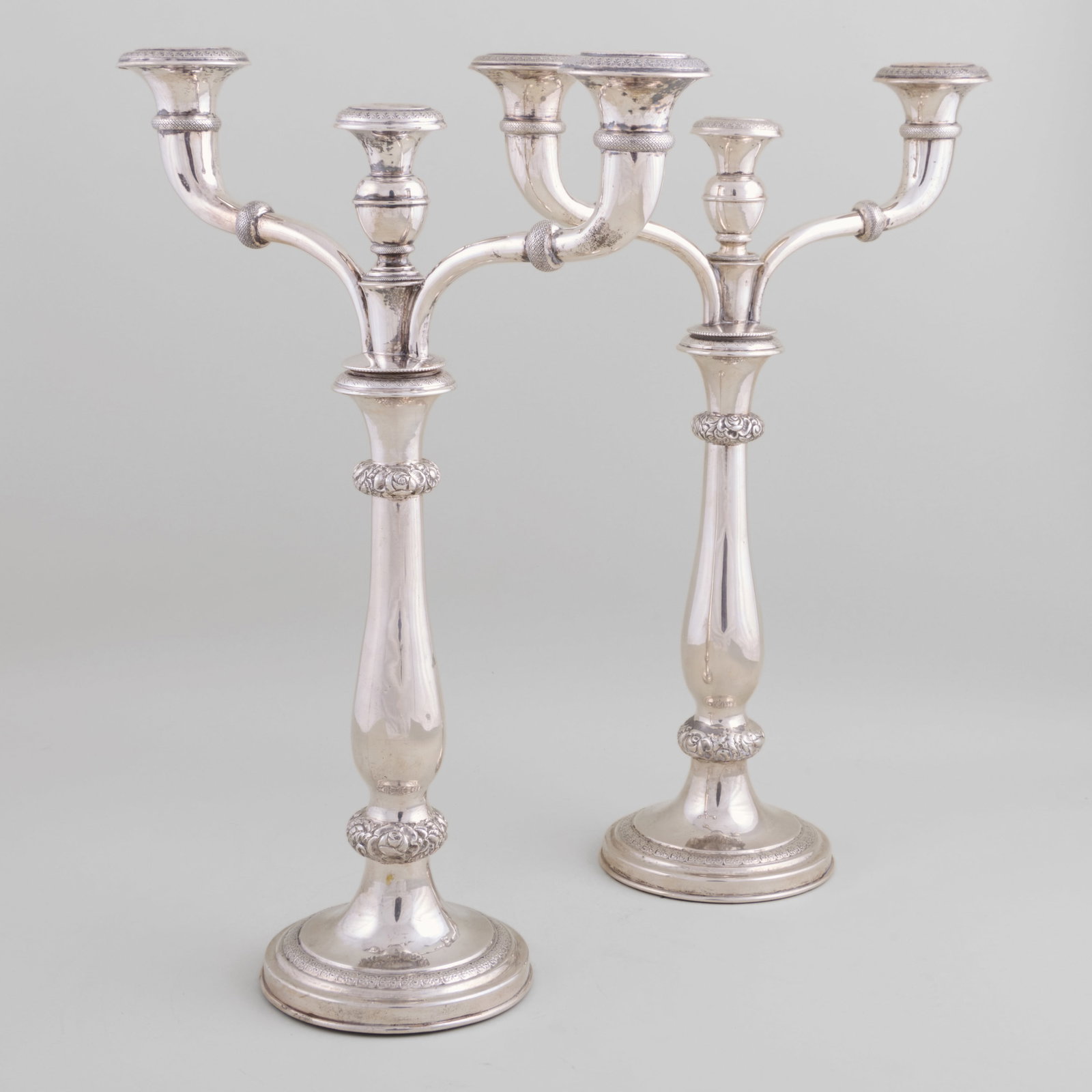 Pair of French Silver Three-Light Candelabra (1 of 7)
