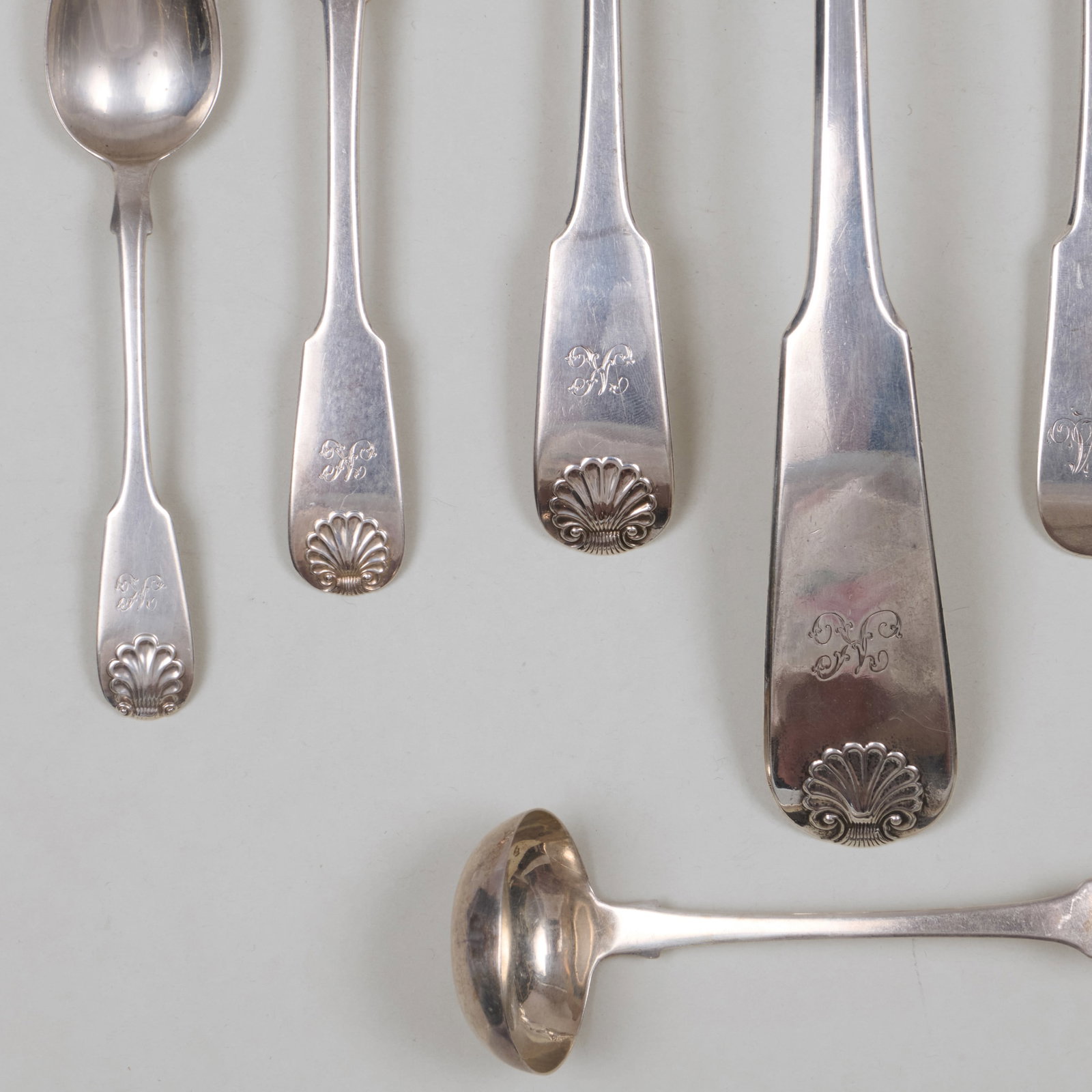 Assembled Scottish Silver Flatware Service in Shell and Thread Patterns - 4