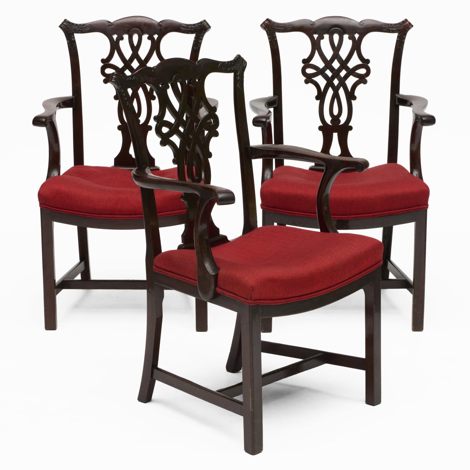 Three George III Style Mahogany Open Armchairs (1 of 10)