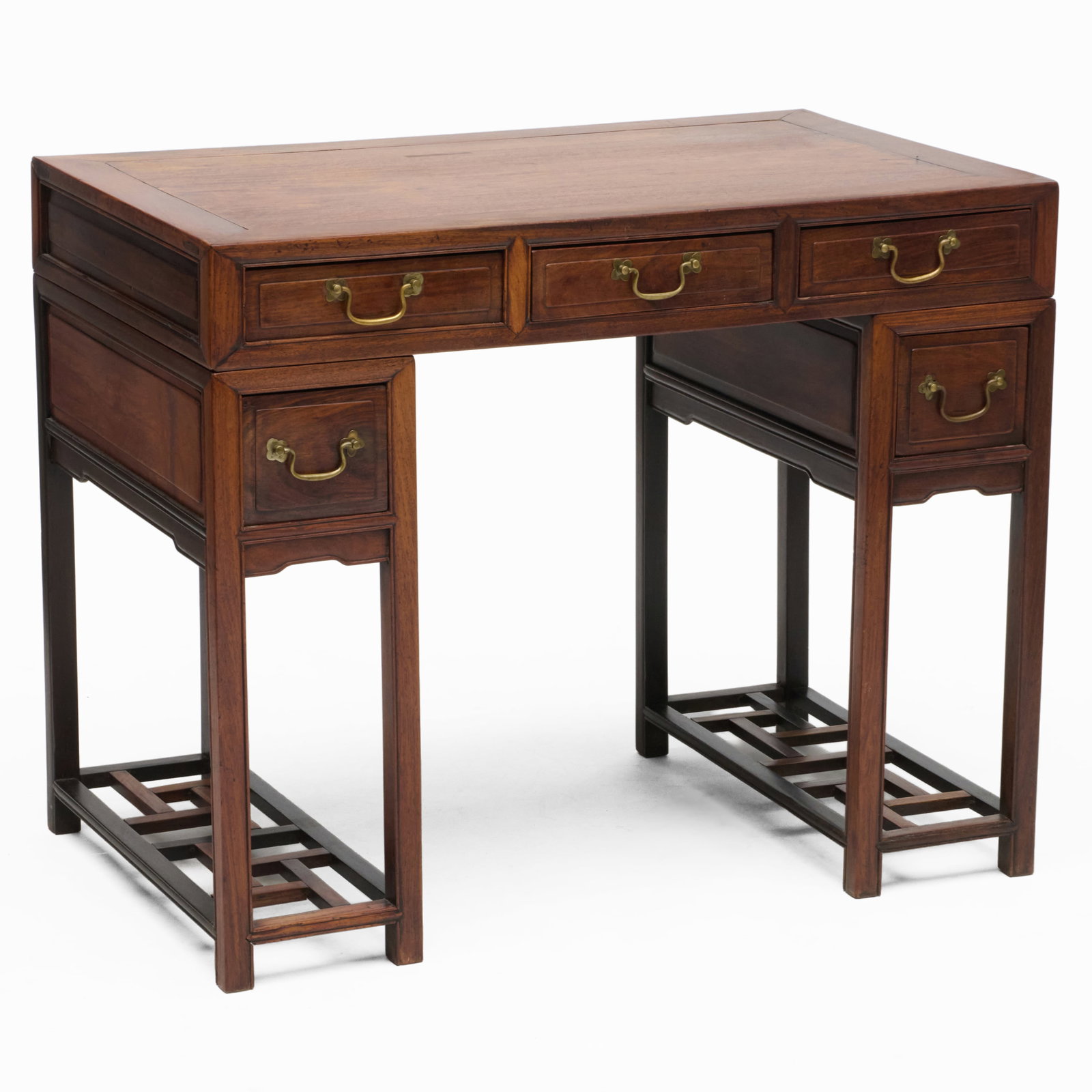 Chinese Hongmu Three-Part Pedestal Desk (1 of 9)