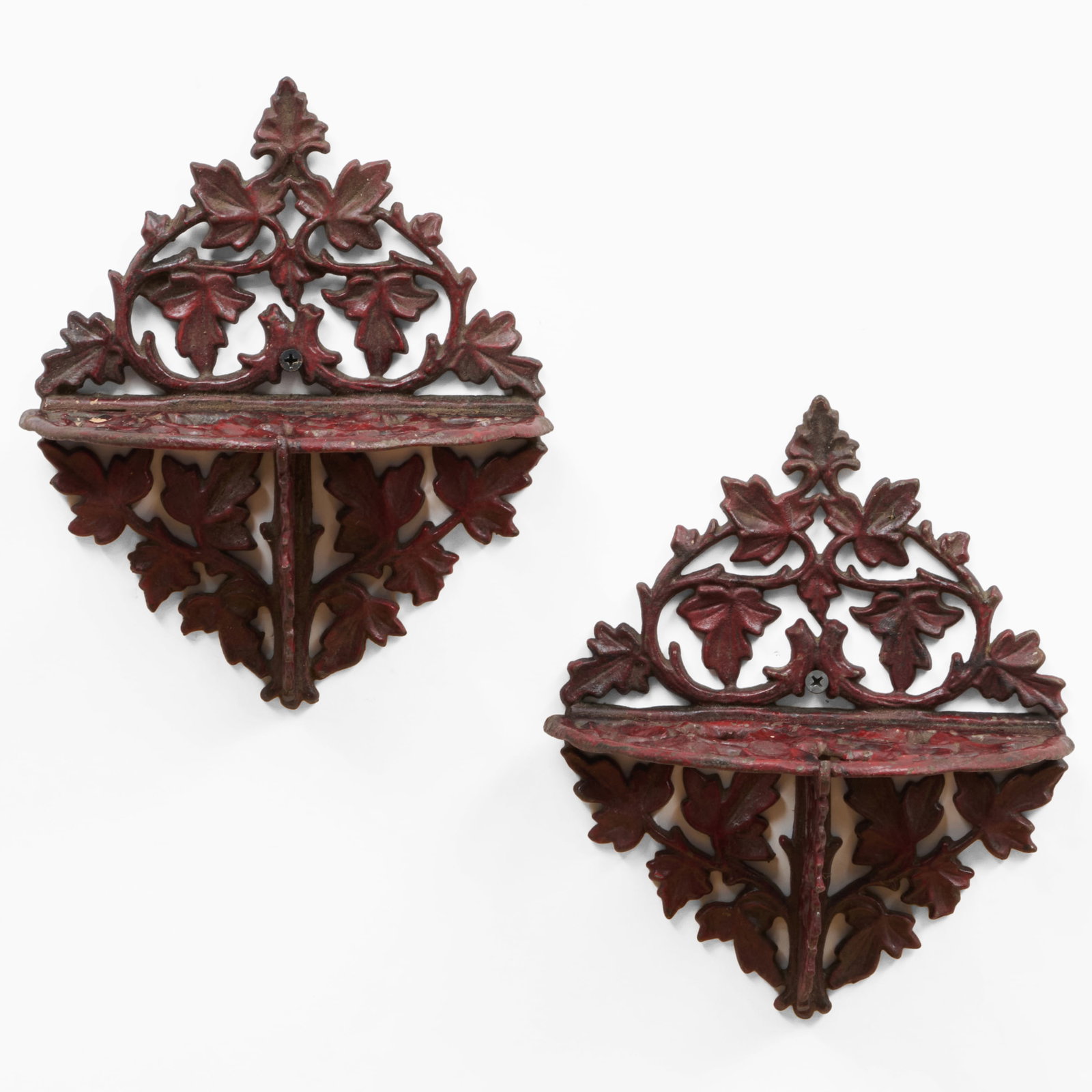Pair of Red Painted Cast Iron Wall Brackets (1 of 5)