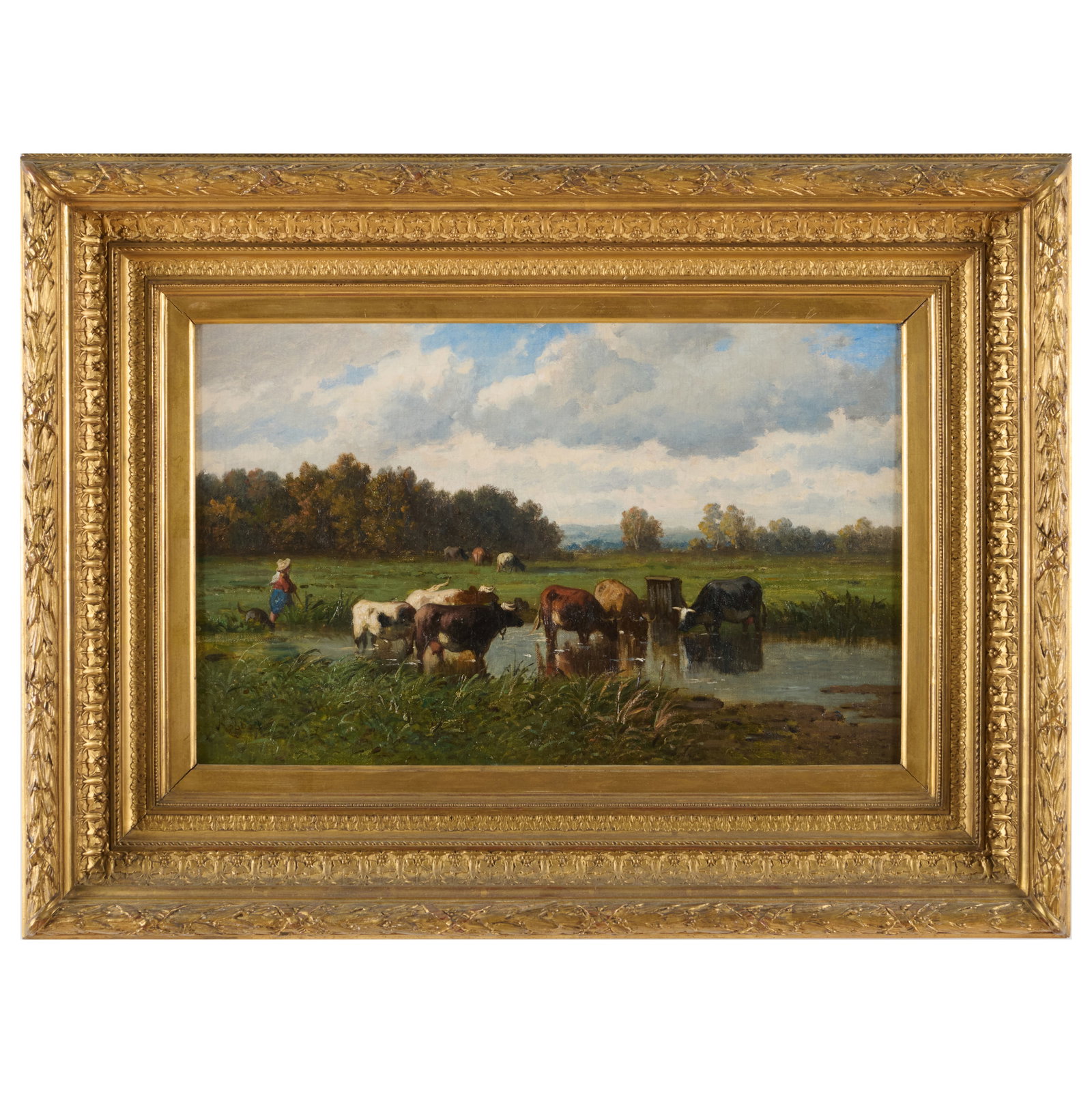 Louis Robbe (1806-1887): Cows Drinking from a Pond (1 of 5)