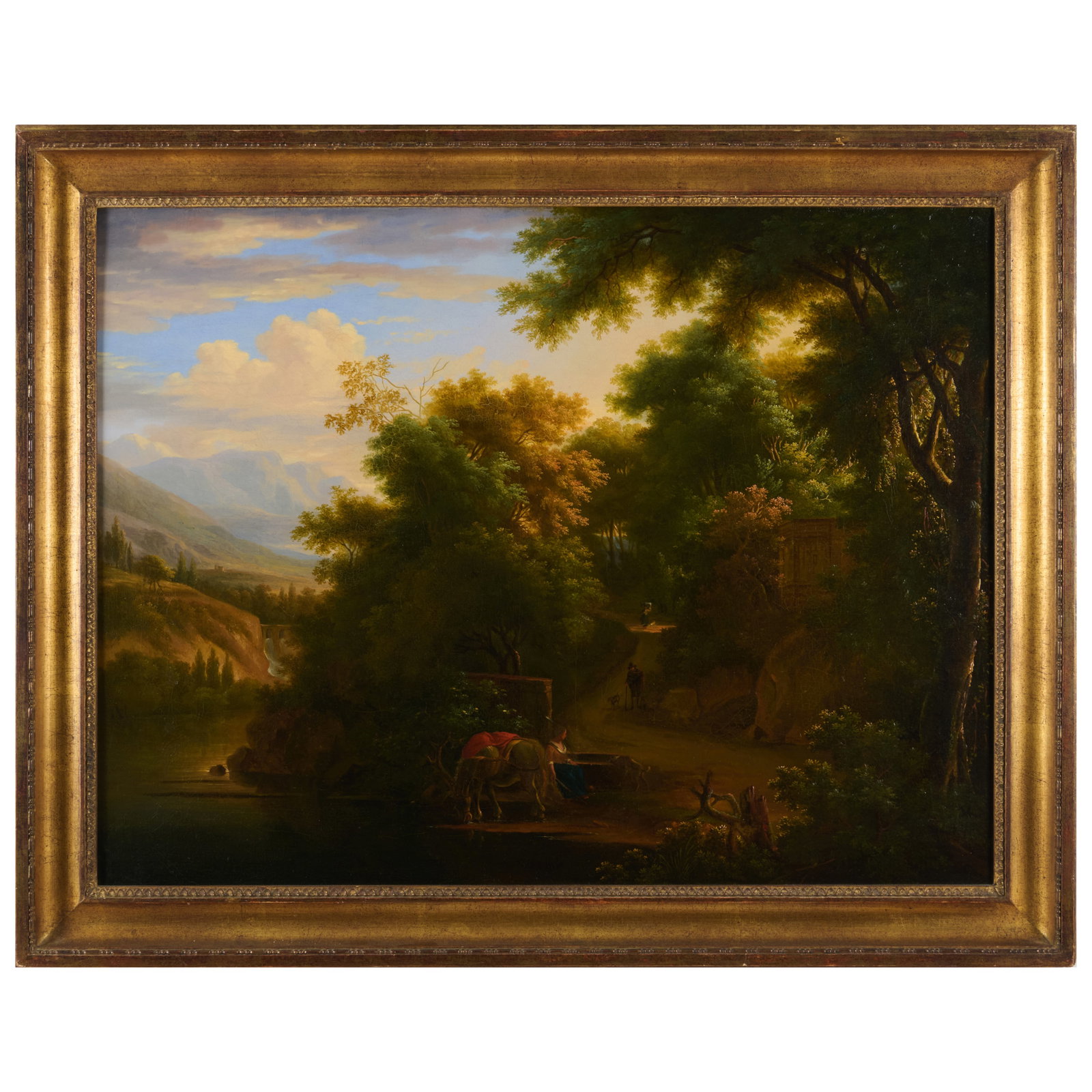French School: River Landscape with a Donkey and Figures (1 of 4)