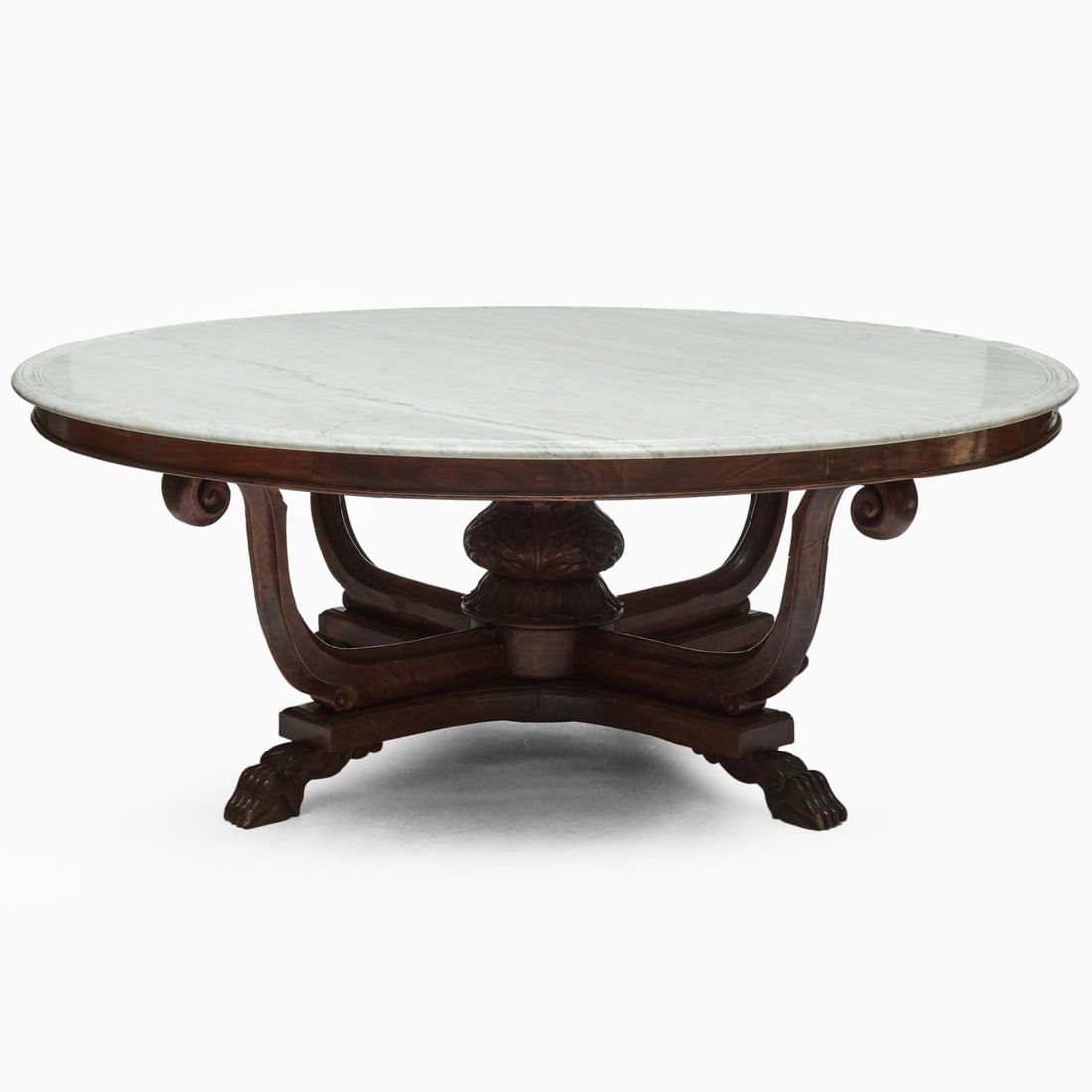 Regency Style Walnut Table with Marble Top (1 of 12)