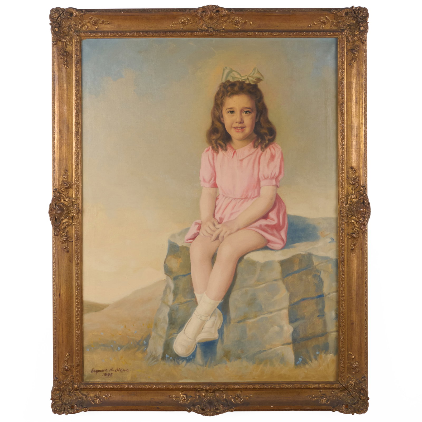 Seymour Stone (1877-1957): Portrait of Annette: Seymour Stone (1877-1957): Portrait of Annette Oil on canvas, 1945, signed 'Seymour M. Stone' and dated lower left. 40 x 30 in., 46 1/2 x 36 1/2 in. (frame). Bernd Goeckler, Inc. Property from William