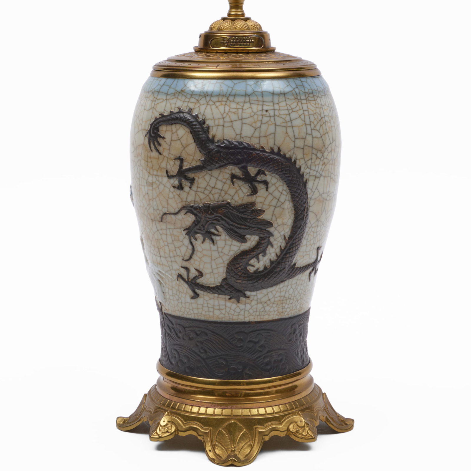 Chinese Crackle Glaze Vase Mounted as a Lamp (1 of 8)