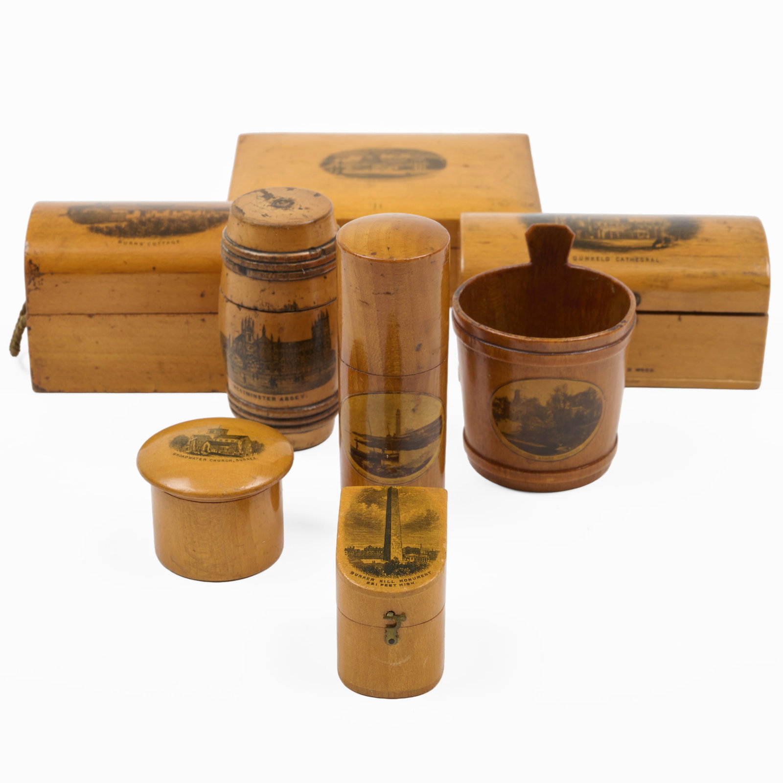 Group of Seven Mauchline Ware Desk Accessories (1 of 9)
