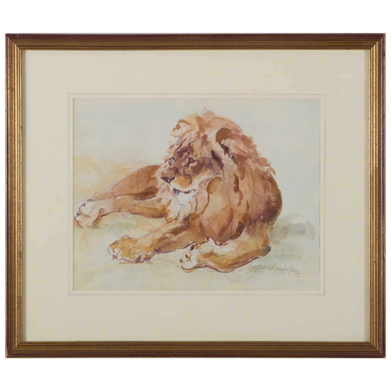 Waldo Midgley (1888-1986): Reclining Lion; Carriage in the Park; and Figures in the Park (1 of 9)