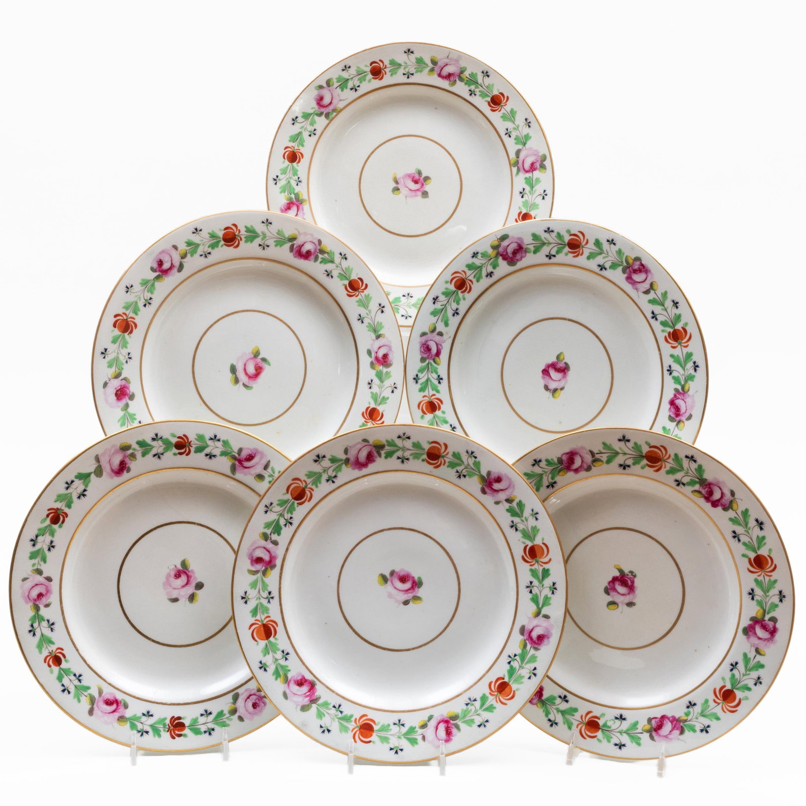 Set of Eight Royal Crown Derby Porcelain Dinner Plates Decorated with Roses (1 of 11)
