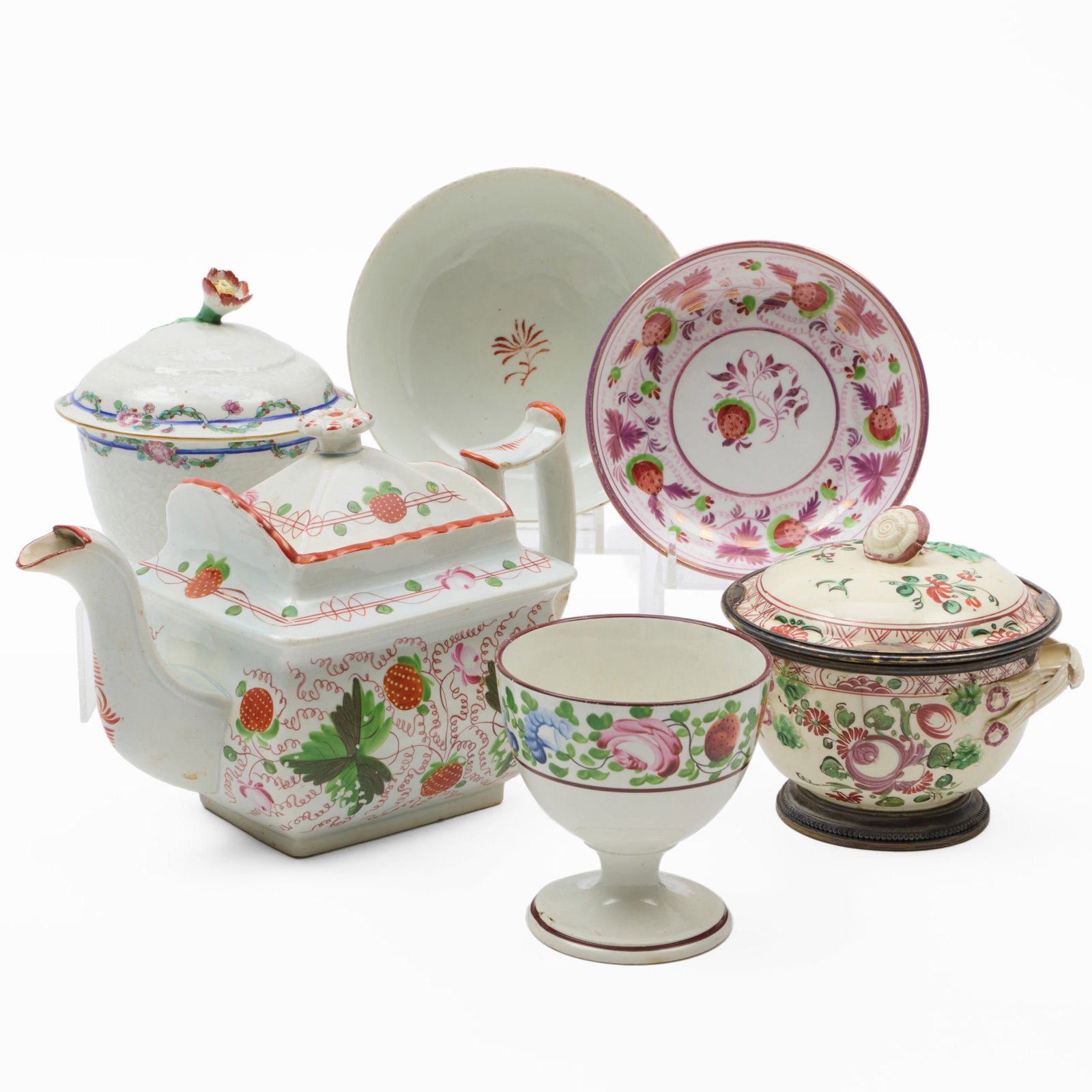 Assembled English Porcelain Strawberry and Flower Decorated Tea Wares (1 of 20)