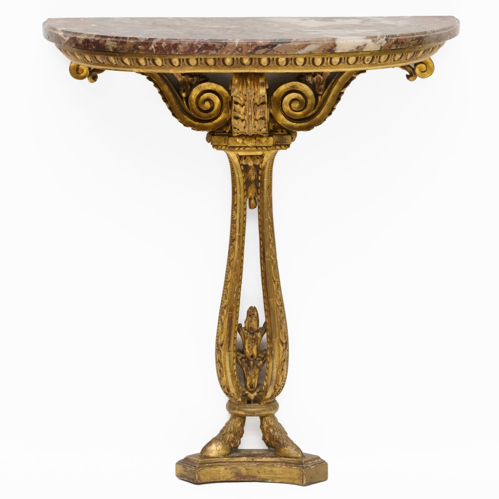 Continental Neoclassical Style Giltwood Console Table: Continental Neoclassical Style Giltwood Console Table 35 3/4 x 31 1/2 x 14 in.