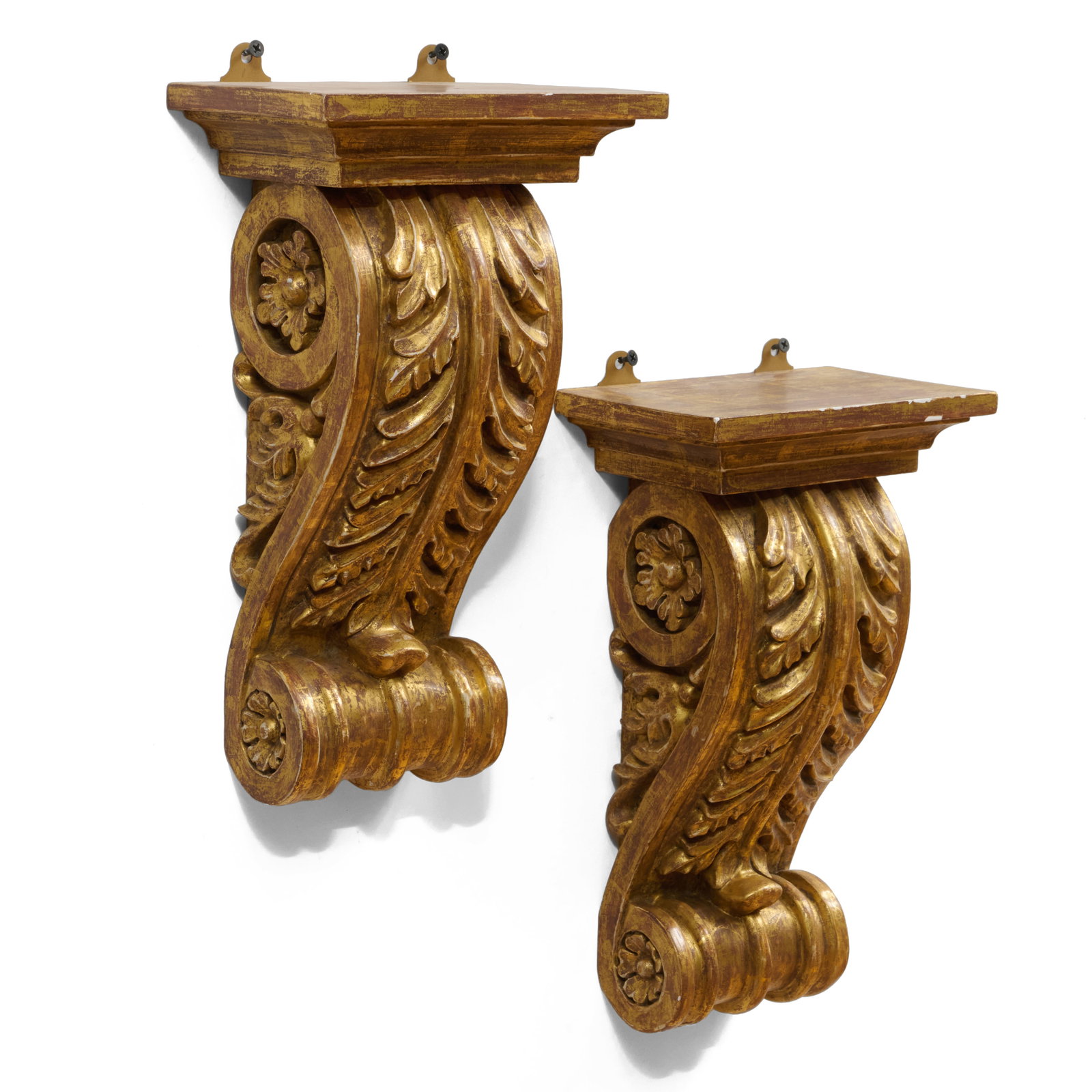 Pair of Regency Style Giltwood Brackets: Pair of Regency Style Giltwood Brackets 13 3/4 x 7 3/4 x 5 in.