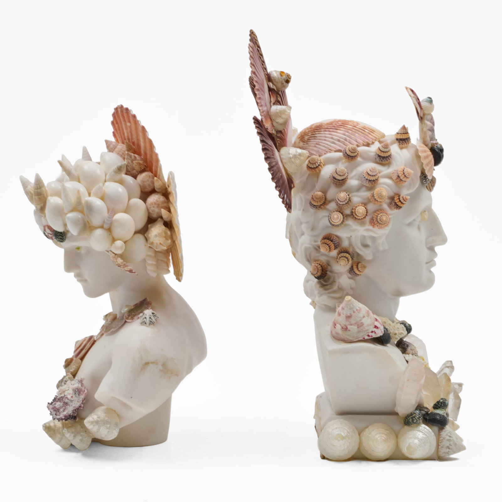 Two Small Shell Encrusted and Composition Busts - 7