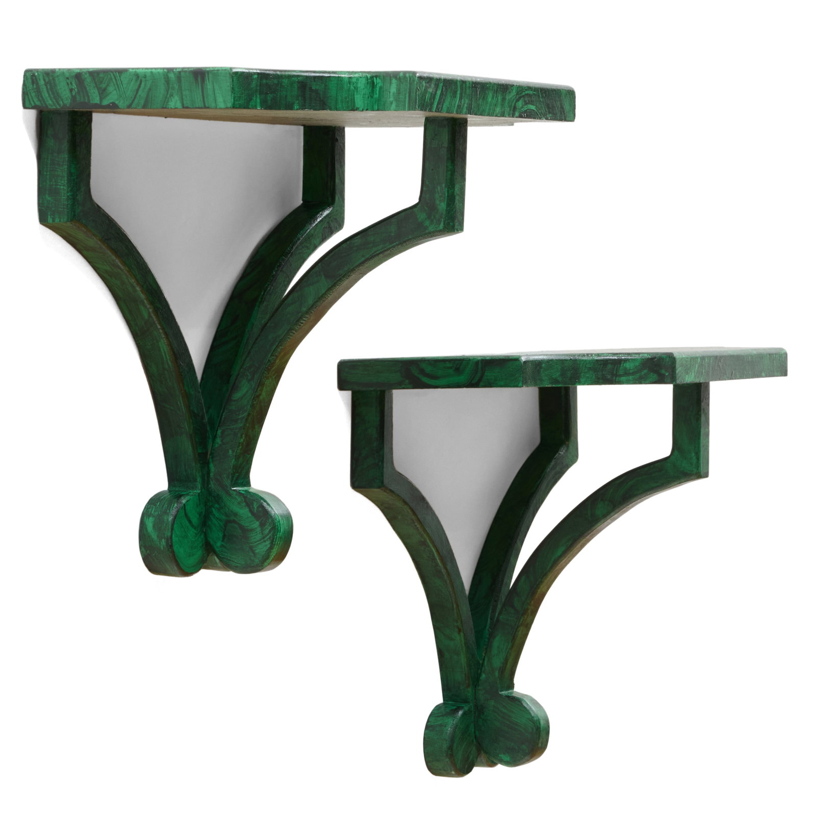 Pair of Rectangular Malachite Brackets