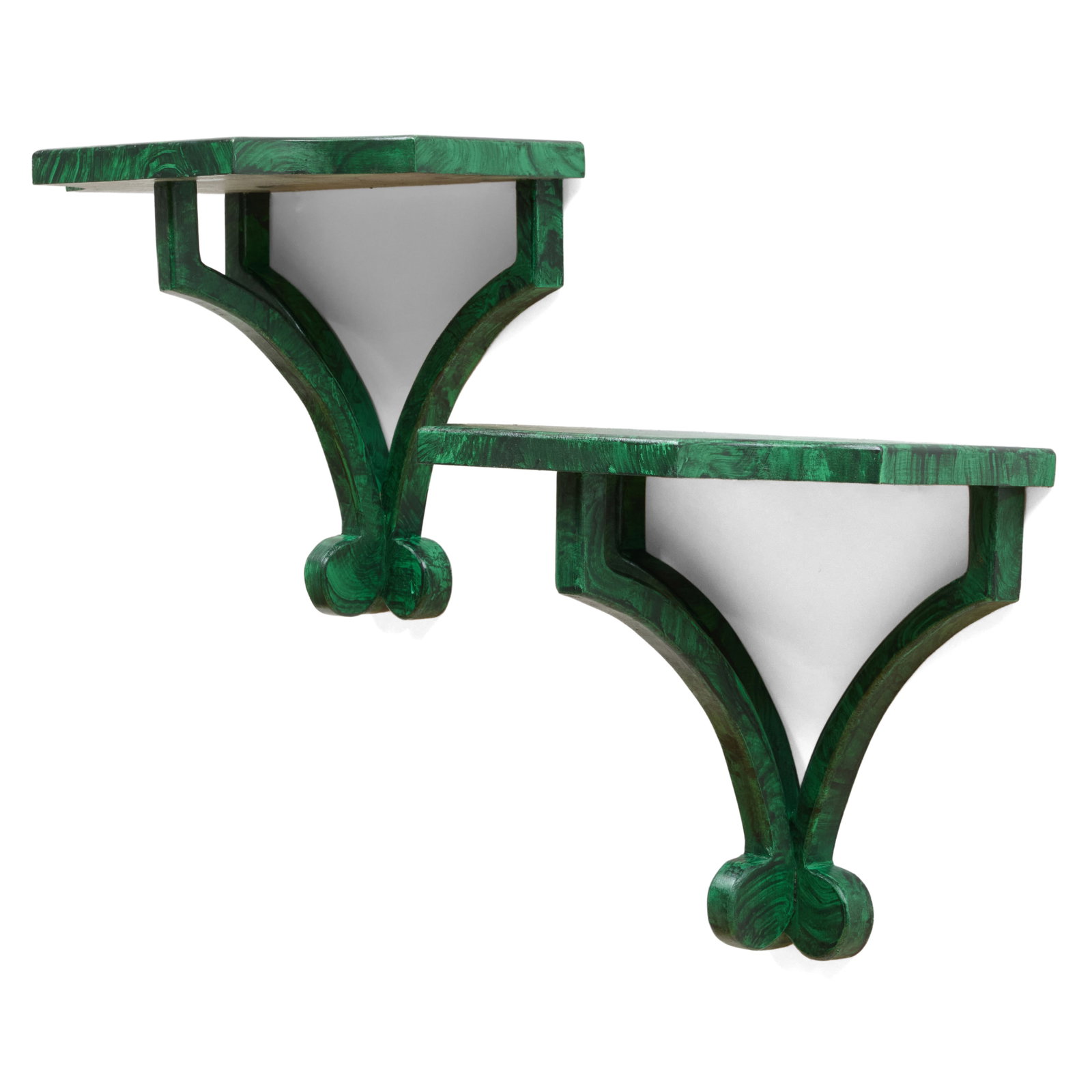 Pair of Rectangular Malachite Brackets - 2