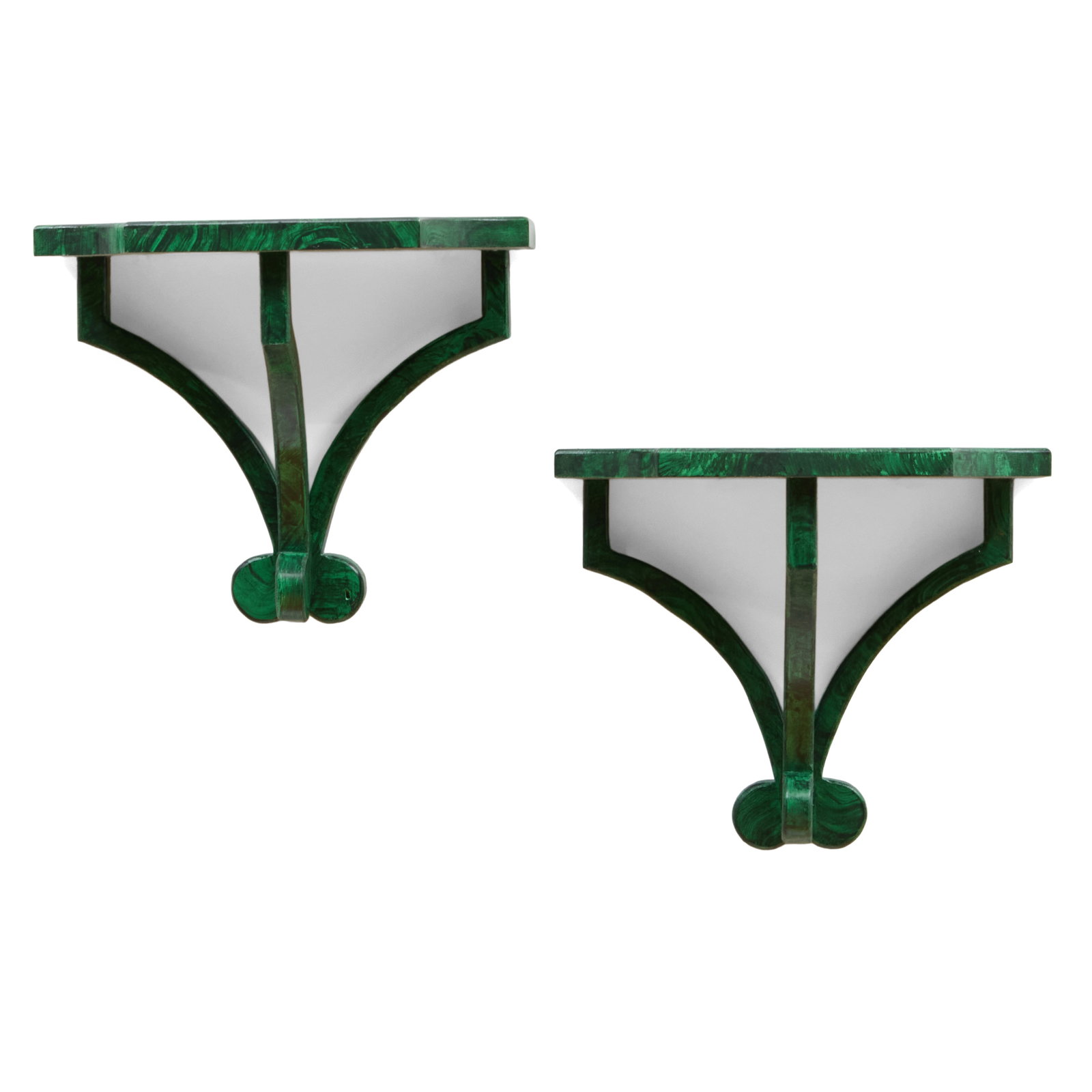 Pair of Rectangular Malachite Brackets - 3