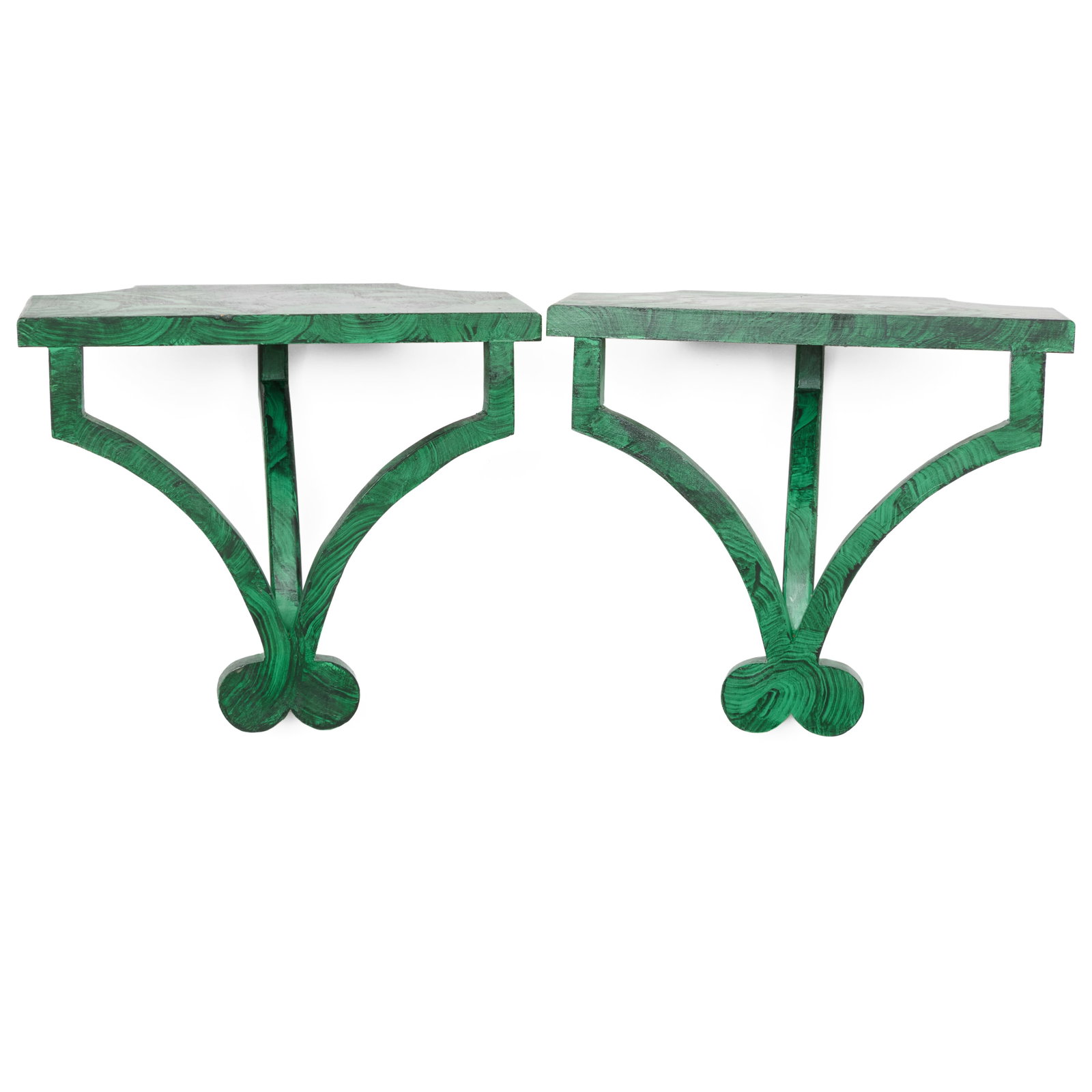 Pair of Rectangular Malachite Brackets - 6