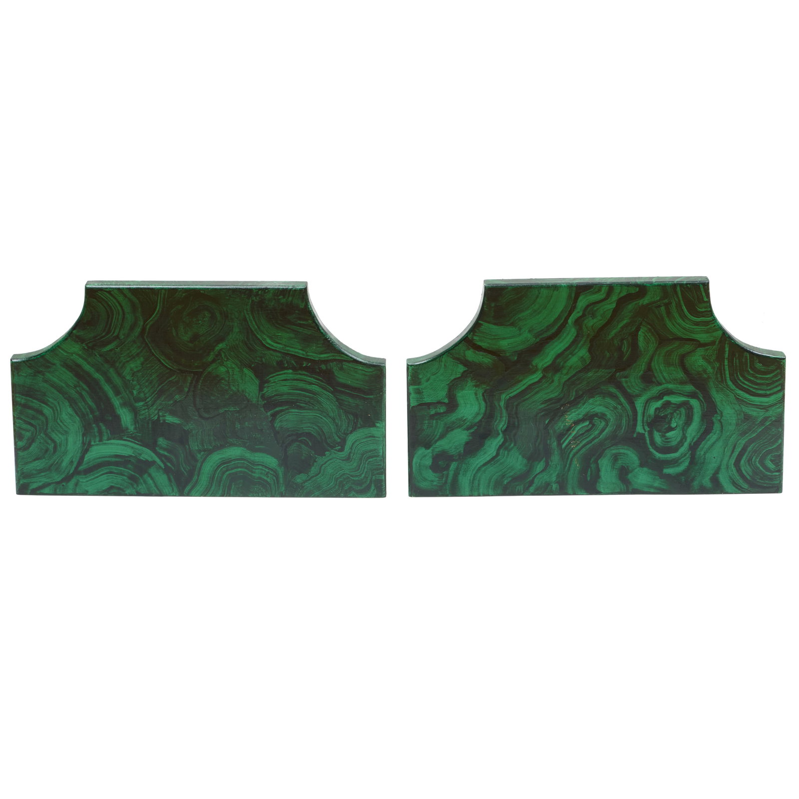 Pair of Rectangular Malachite Brackets - 7