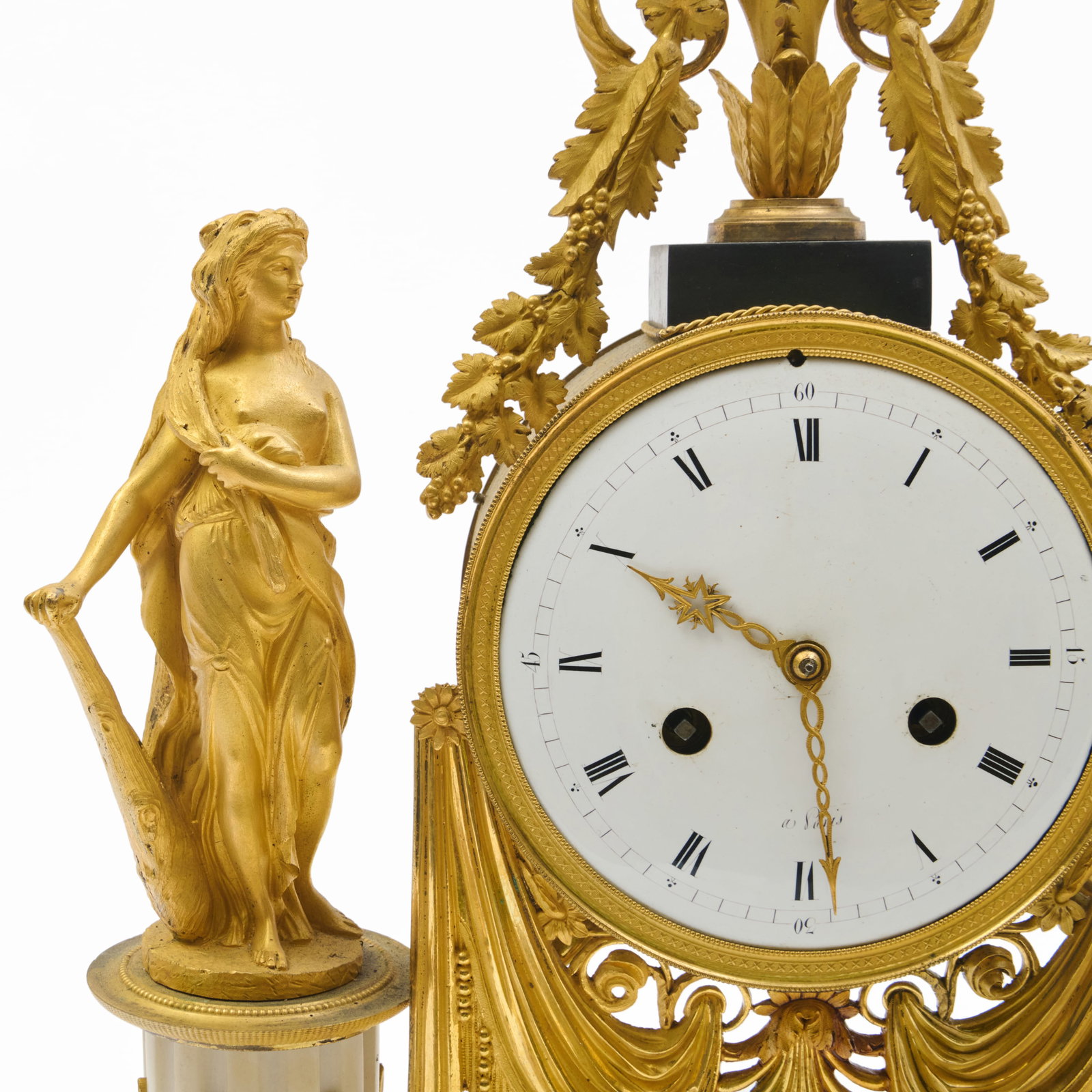 Fine Louis XVI Ormolu and Marble Figural Mantel Clock - 3