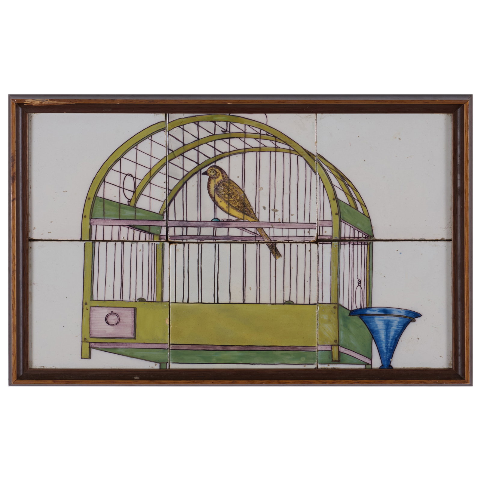 Three Framed Delft Manganese and Polychrome Tile Pictures (1 of 8)