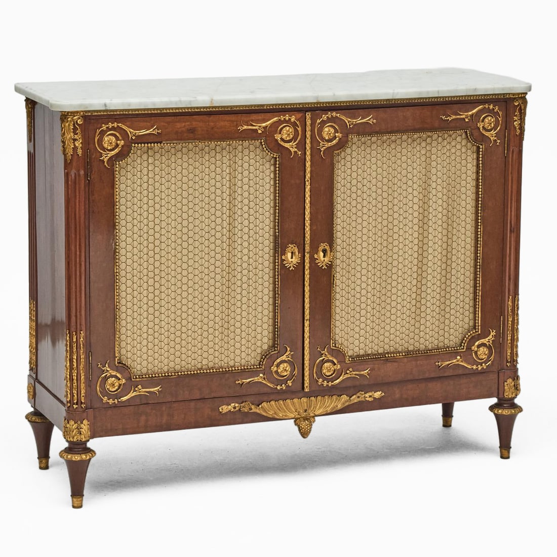 Louis XVI Style Gilt-Bronze-Mounted Mahogany Marble Top Cabinet (1 of 9)