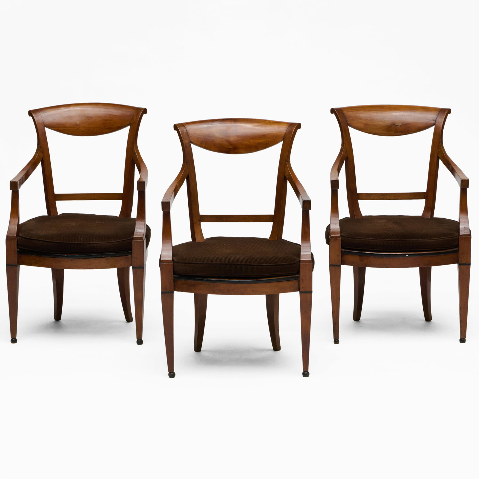 Three Biedermeier Walnut, Ebonized and Caned Armchairs (1 of 9)