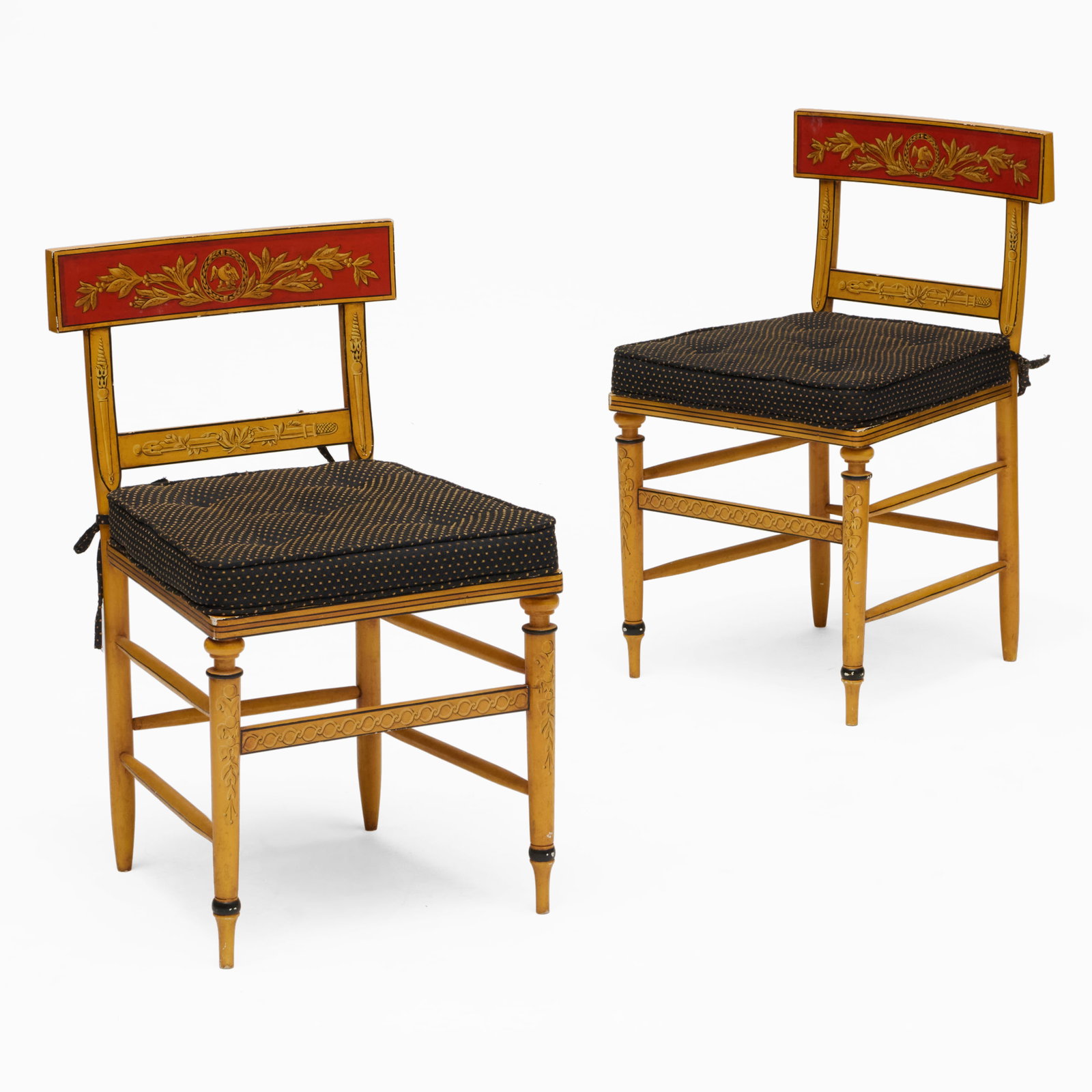 Pair of Continental Necolassical Style Polychrome Painted Side Chairs (1 of 10)