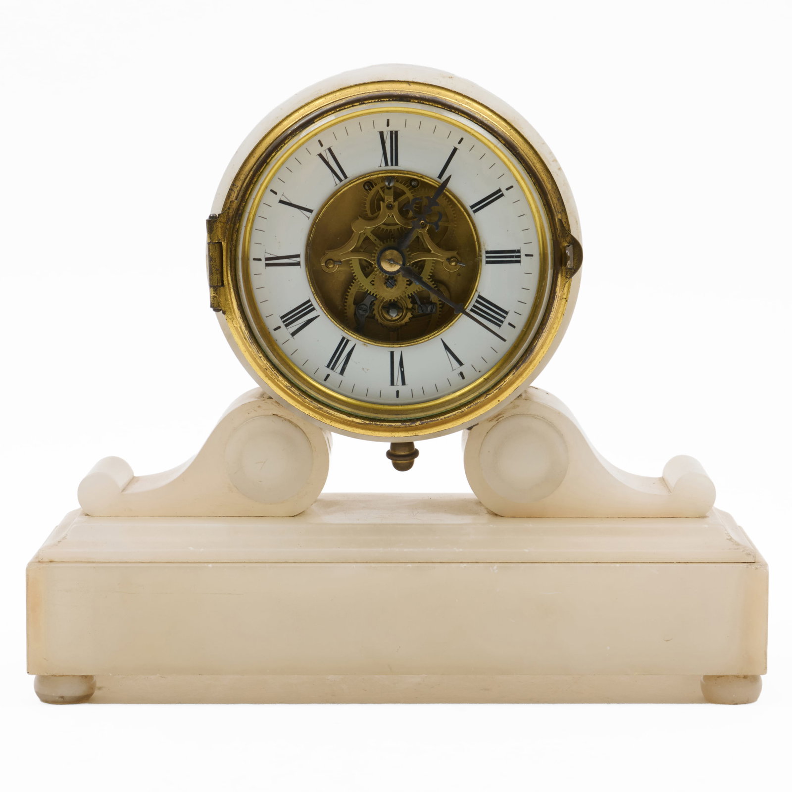 German Gilt-Metal-Mounted Alabaster Mantel Clock (1 of 8)