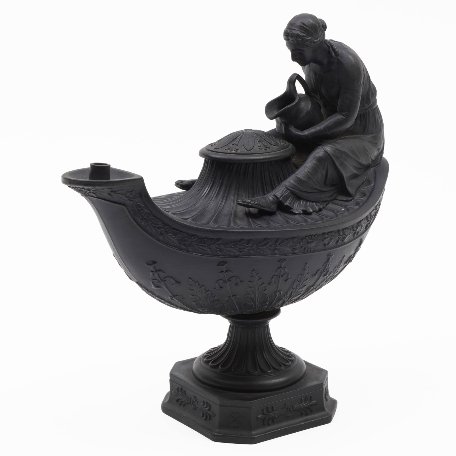 Wedgwood Black Basalt Oil Lamp and Cover (1 of 11)