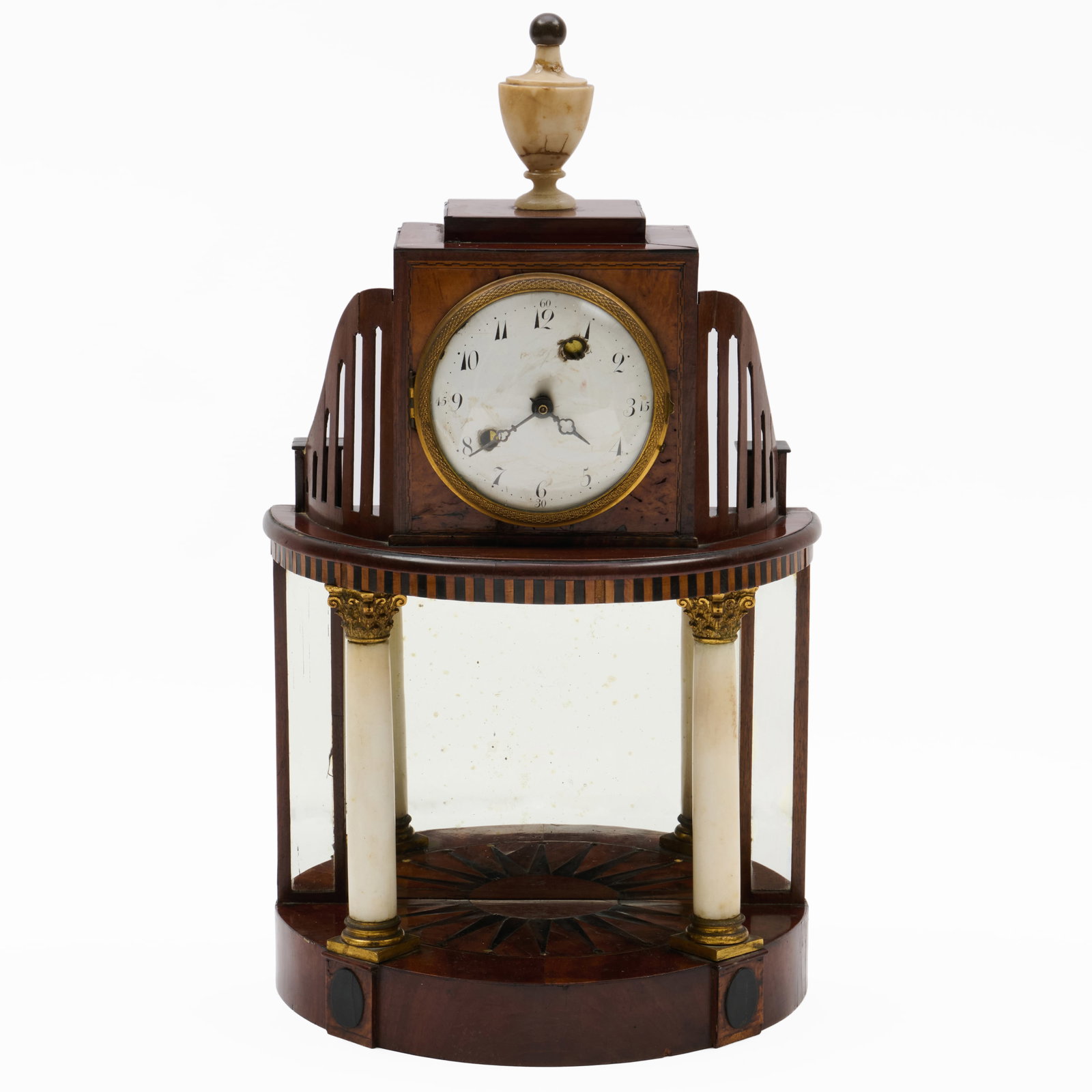 Beidermeier Mahogany, Birch, Ebony, and Mother-of-Pearl-Inlaid Mantel Clock (1 of 11)