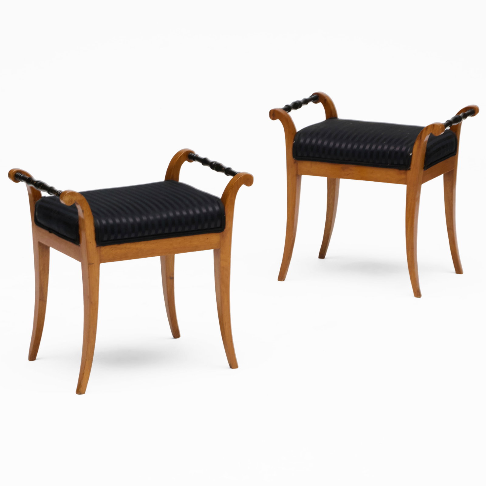 Pair of Biedermeier Satin Birch and Ebonized Benches (1 of 8)