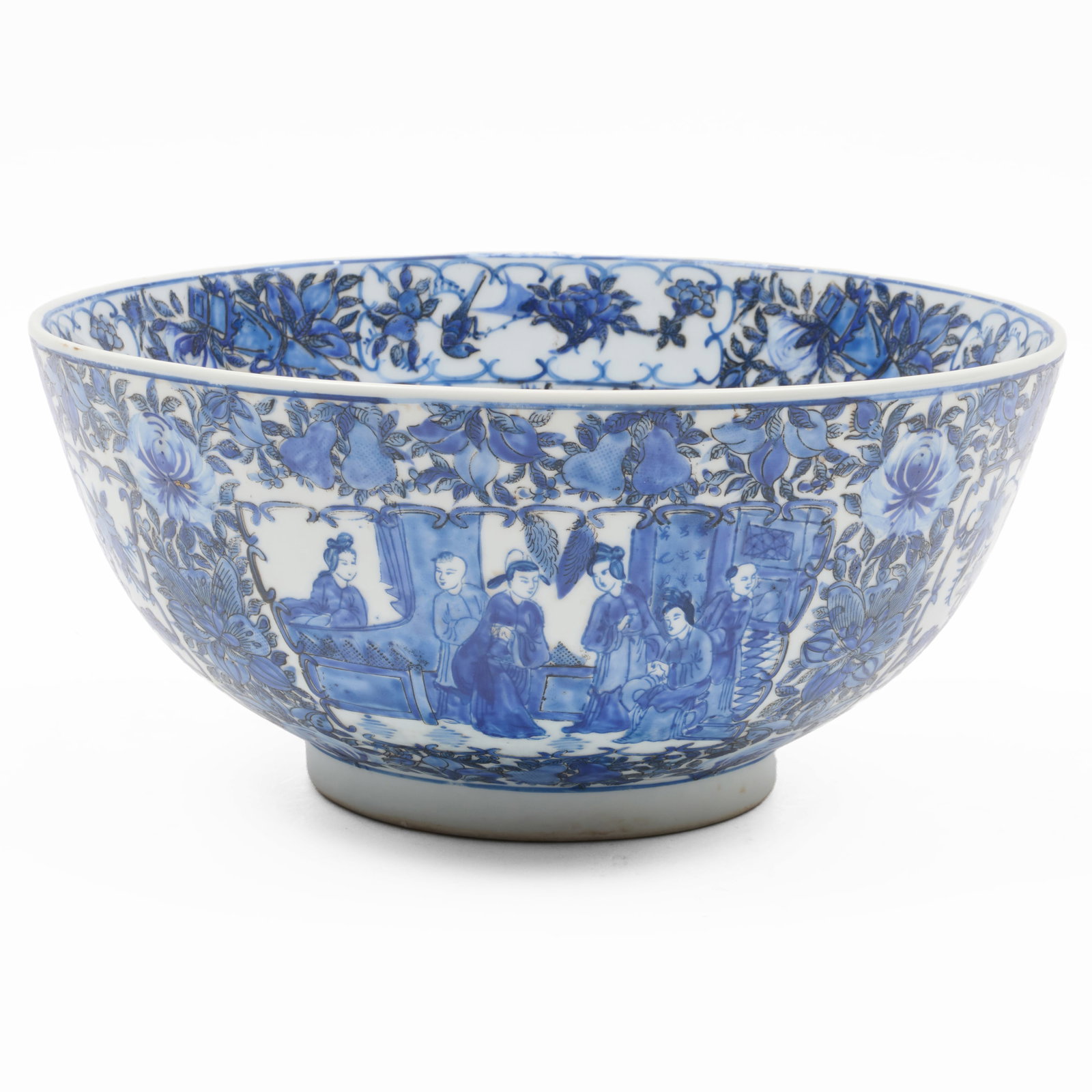 Large Chinese Blue and White Porcelain Punch Bowl (1 of 9)