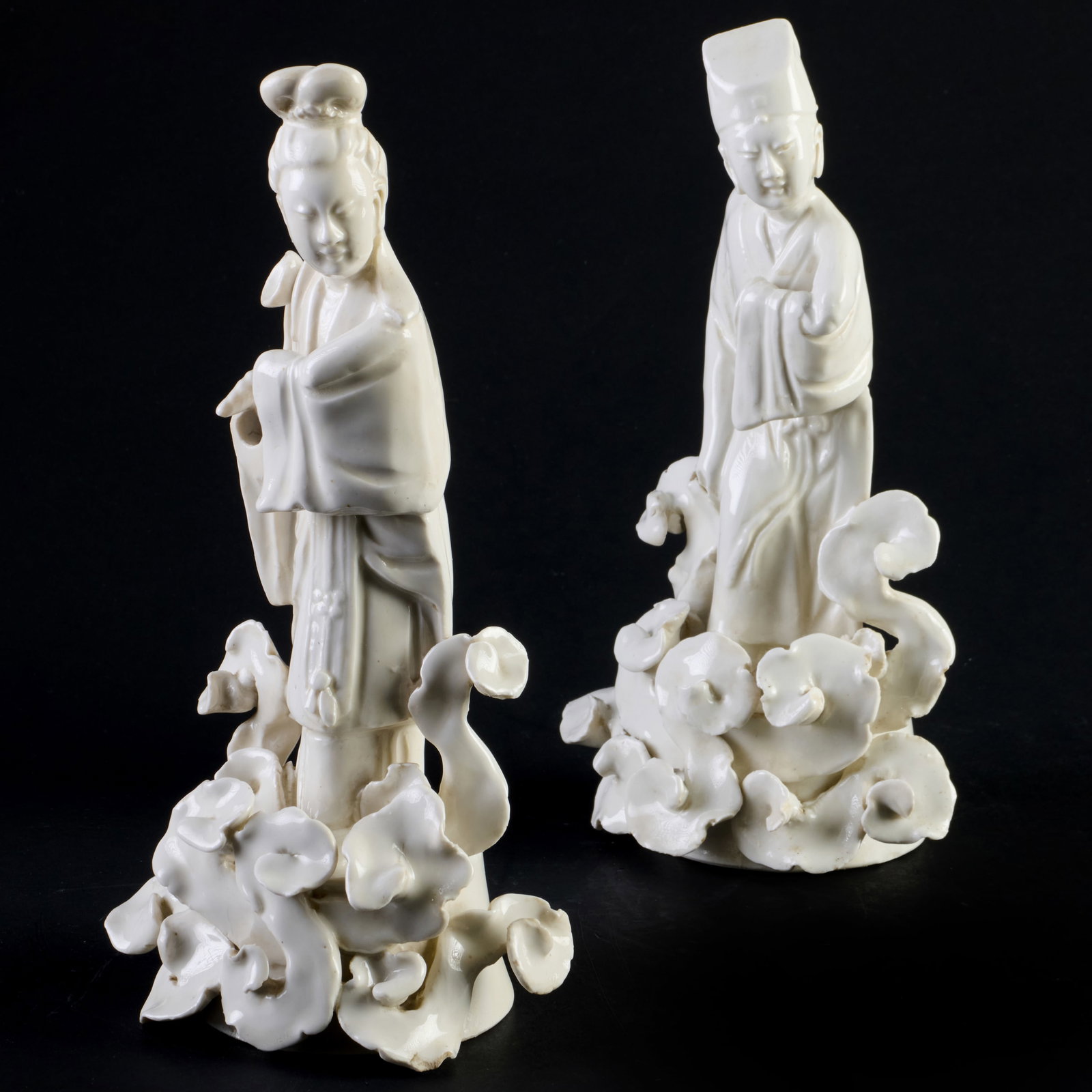 Pair of Chinese White Glazed Porcelain Figures of Immortals (1 of 14)