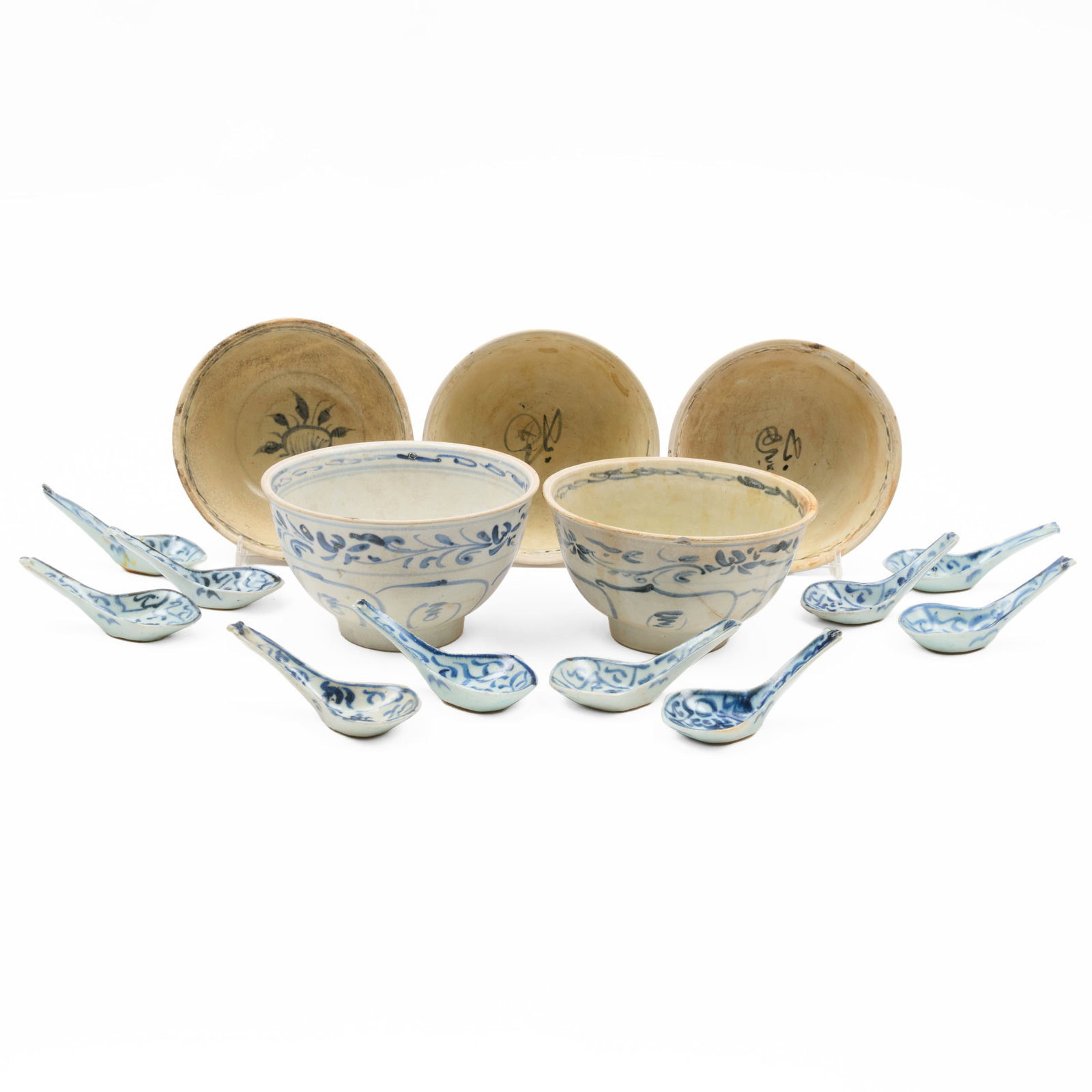 Group of Vietnamese Hoi An Hoard Porcelain Bowls and Spoons (1 of 11)