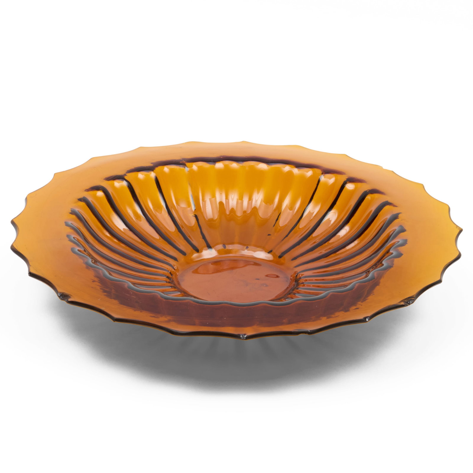 Large Chinese Beijing Amber Glass Bowl (1 of 6)